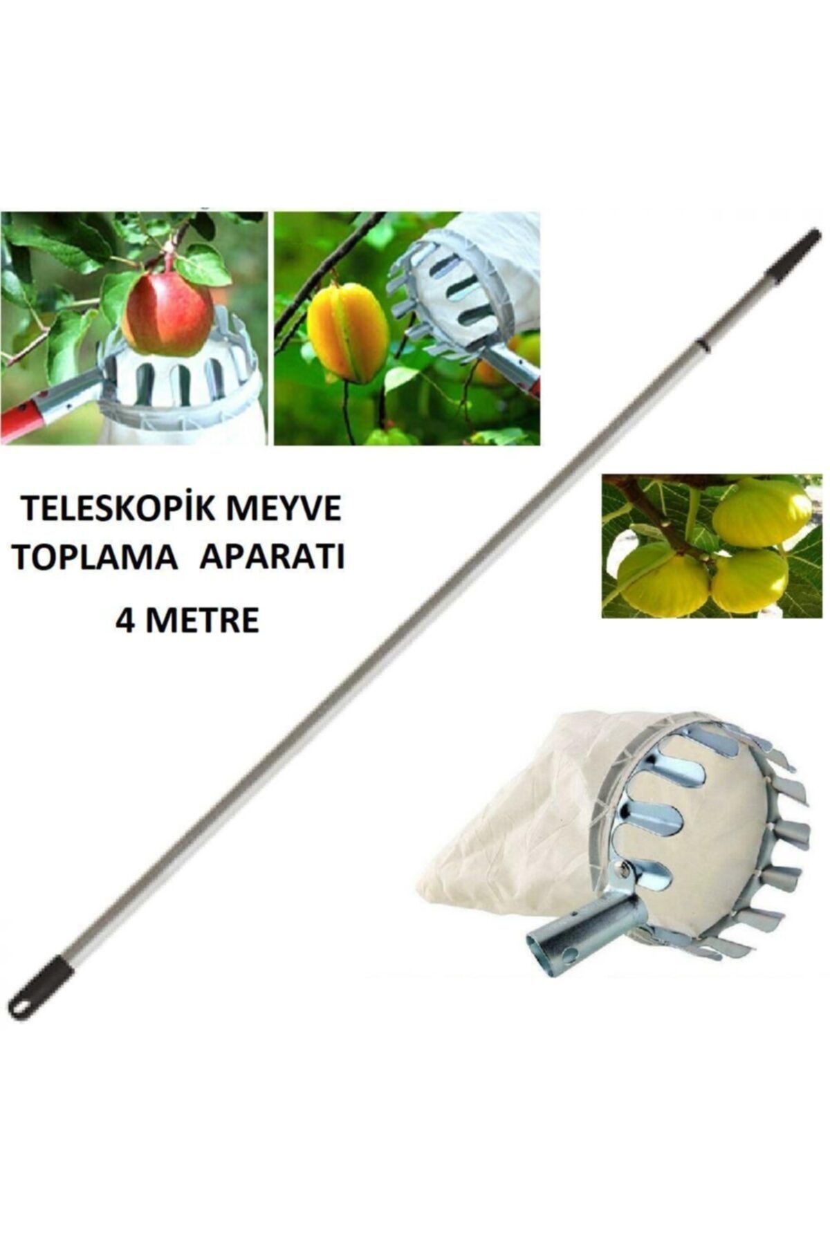 Formosa Tools Meyve Toplama Aparatı Sepeti Çap Ø16 Cm 4 Metre Teloskopik Saplı