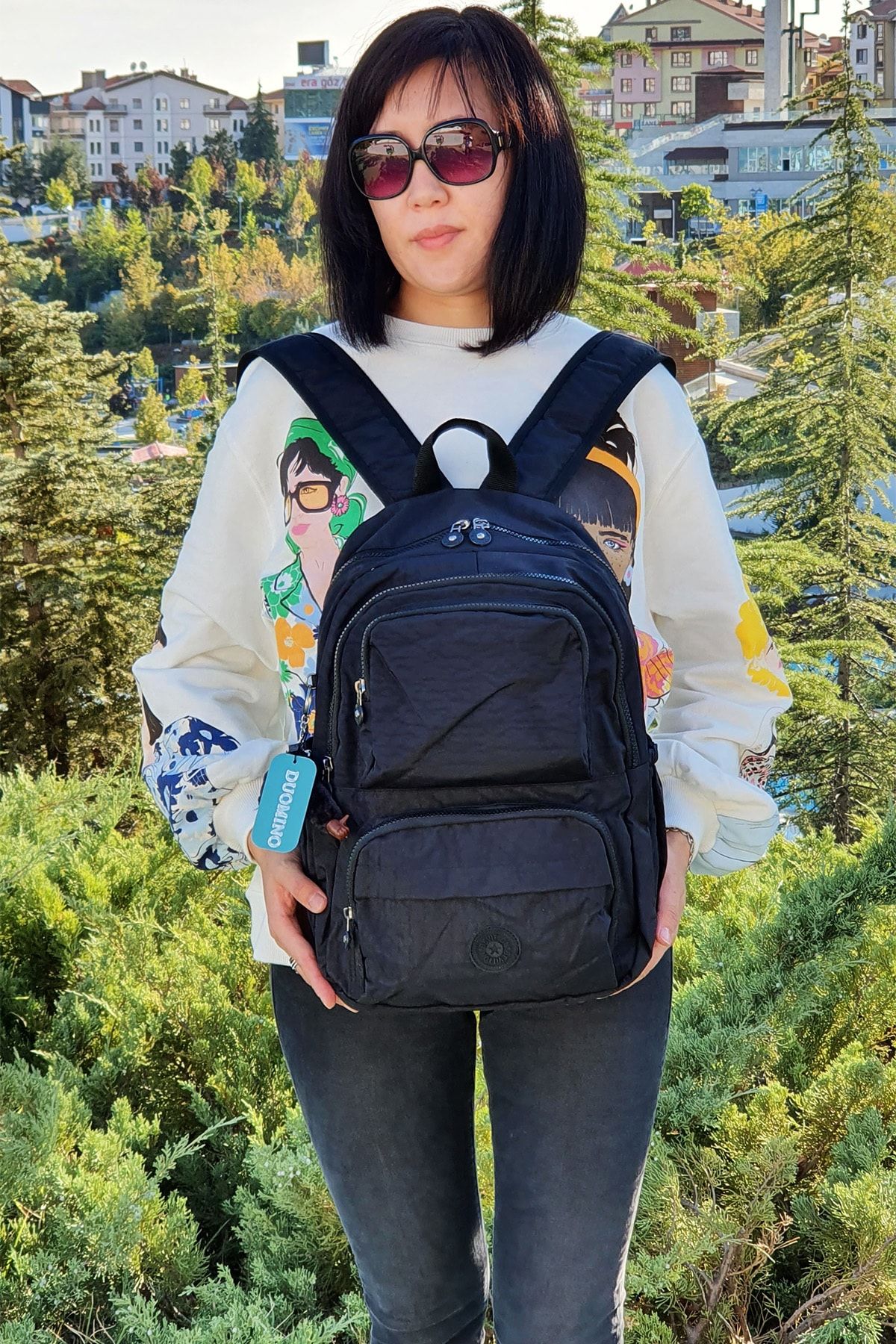 DUOMİNO Siyah Sırt Çantası 14” Orta Boy  Okul Laptop Çantası  Krinkıl Çanta Mega Bag Nemo Group Eba