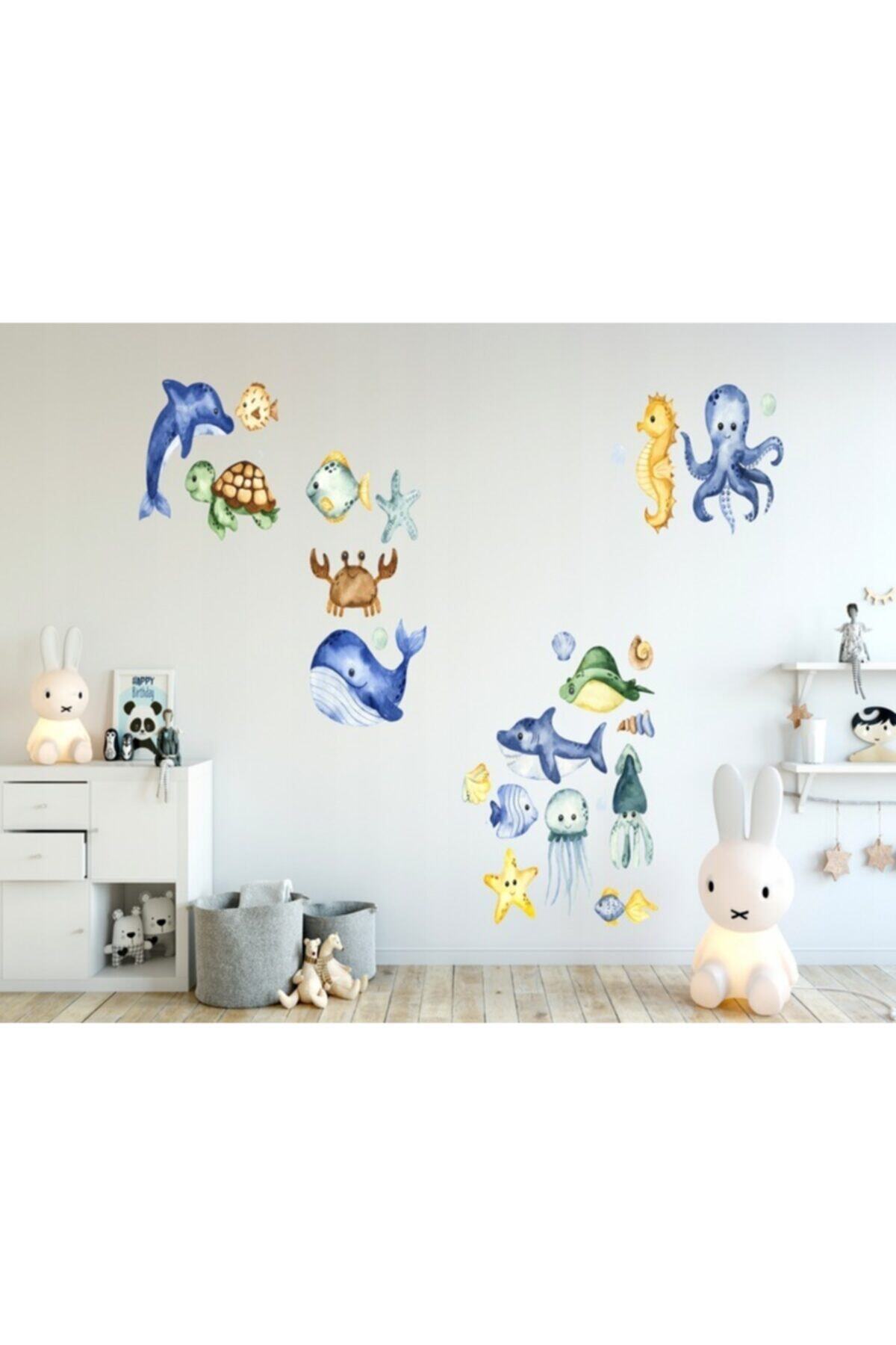 DEZ Çocuklar Için Duvar Çıkartmaları Balık Sualtı Dünyası Htc041