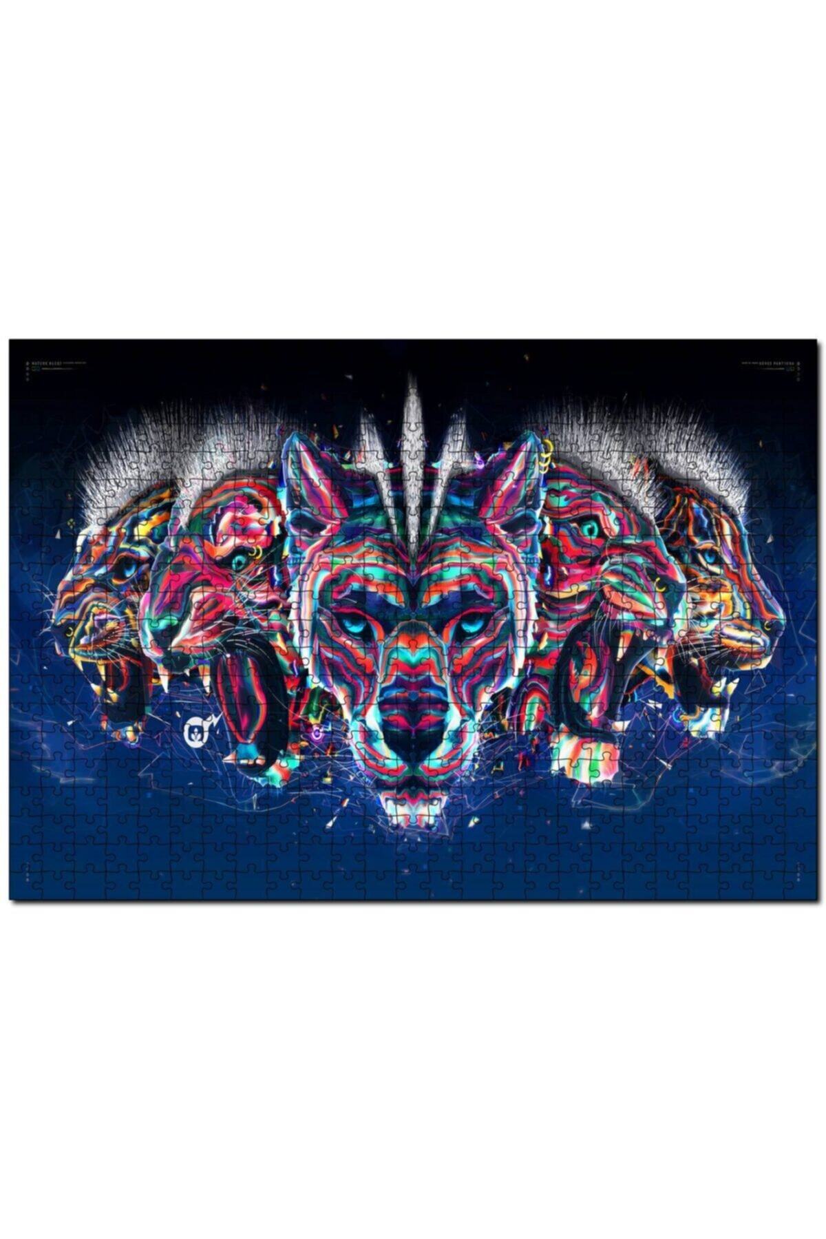 Cakapuzzle Dijital Leopar Jaguar Kaplan Aslan Büyük Kedi Geni 500 Parça Puzzle Yapboz Mdf (ahşap)