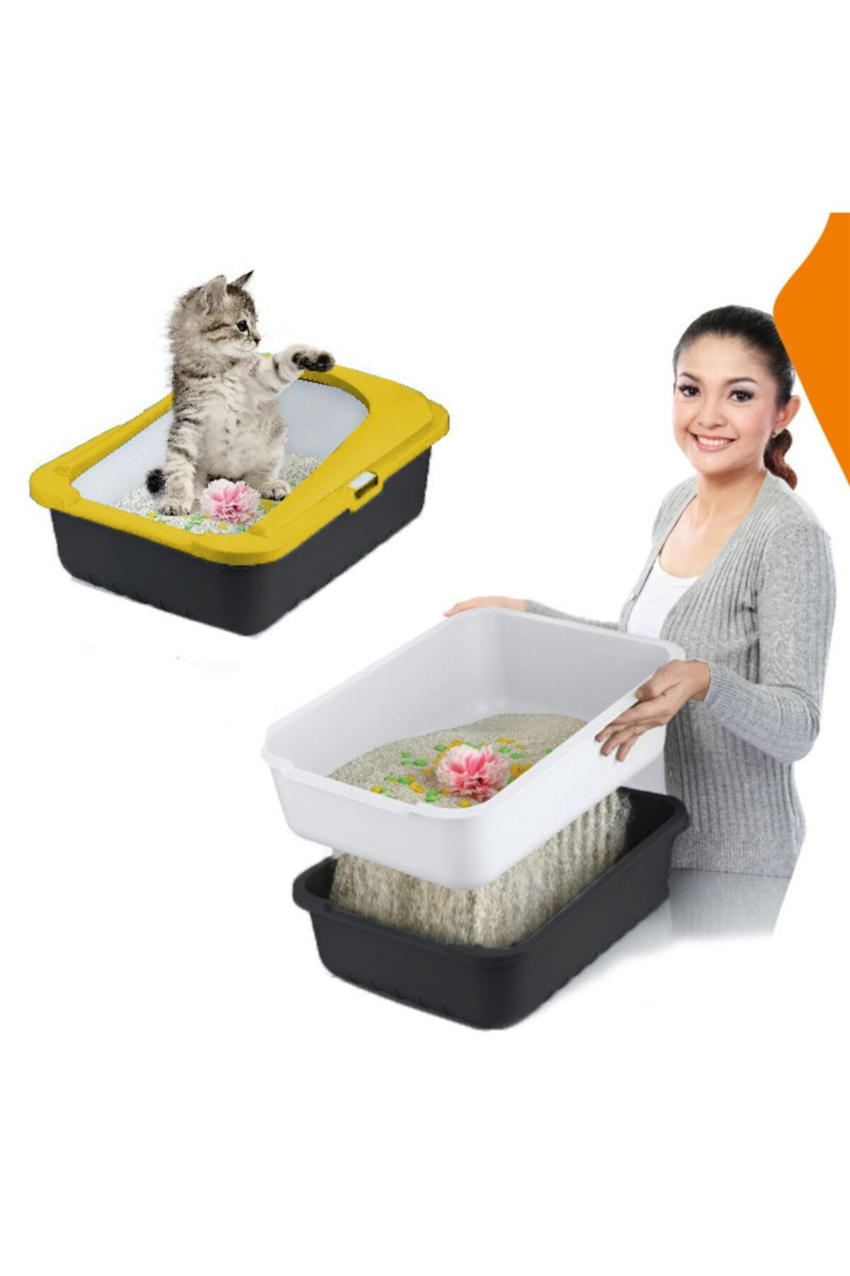 e life tasarım Elekli Kedi Kumluğu Sarı