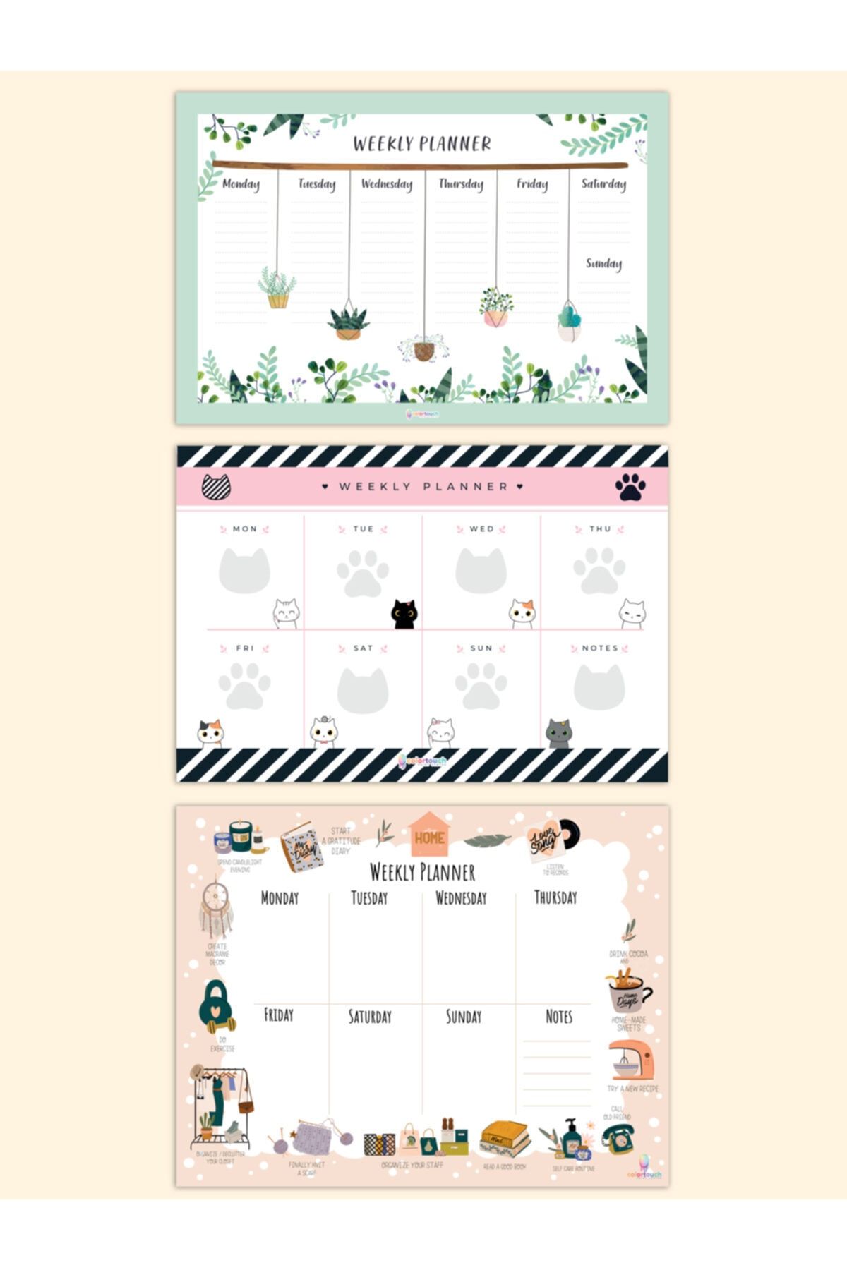 colortouch Weekly Planner Haftalık Planlayıcı 3 Lü Set
