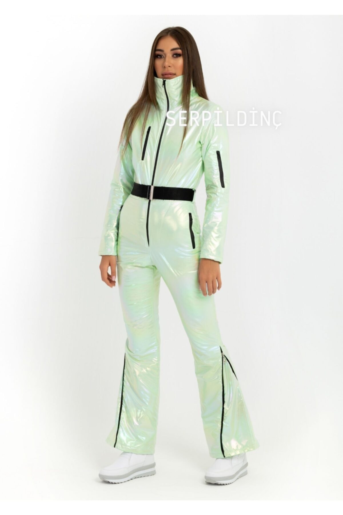 serpildinc Hologram Neon Mint Yeşili Tulum