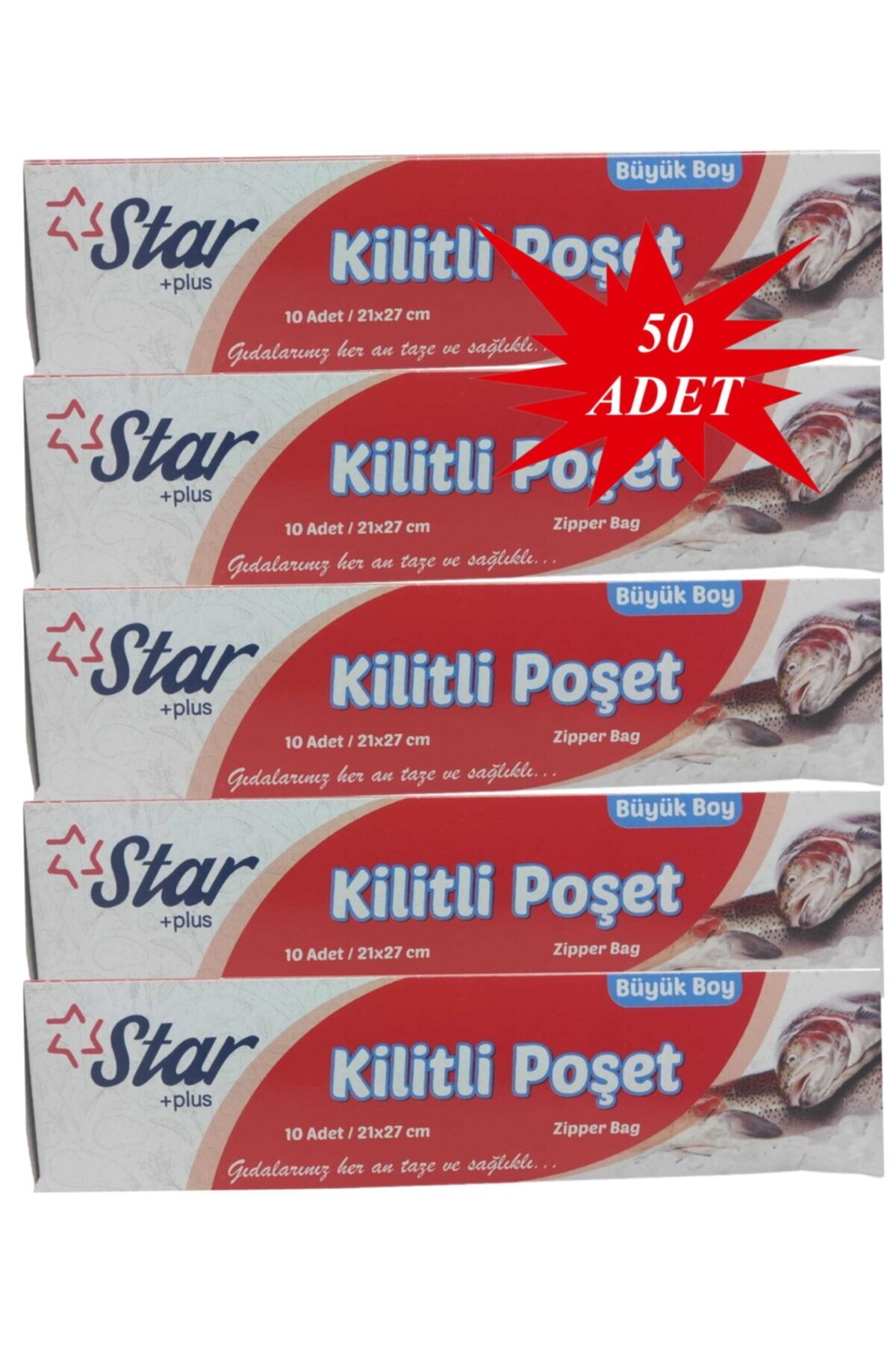 Star Plus Buzdolabı Poşeti Kilitli Büyük Boy 50 Adet 21*27