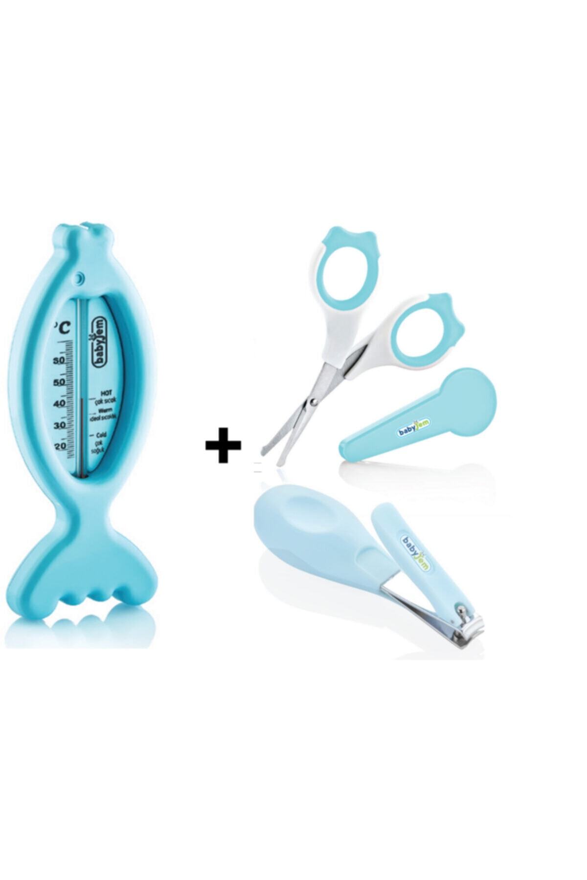Babyjem 3'lü Bebek Banyo Seti (banyo Termometresi+çıtçıtmakas+kılıflı Makas)