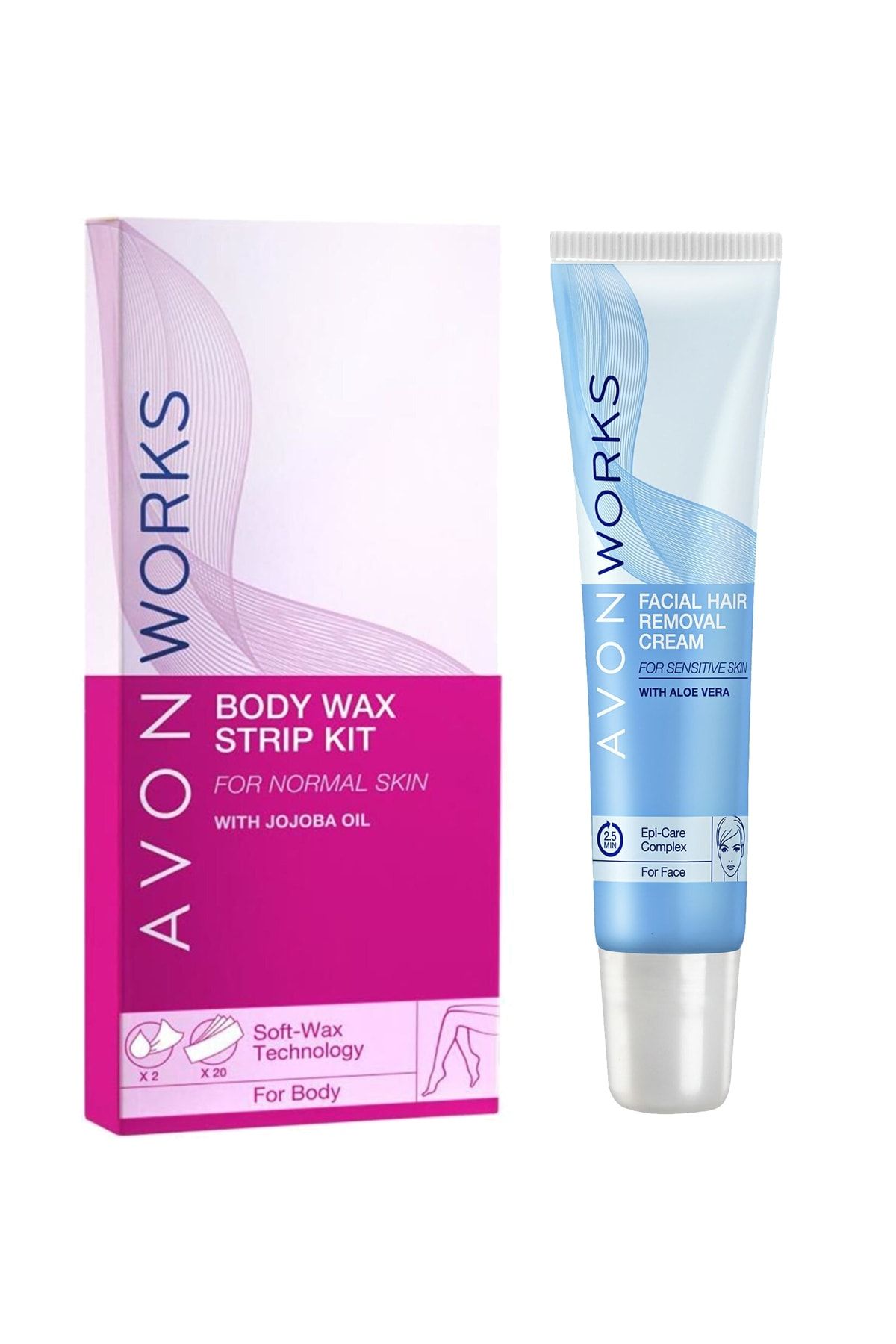 AVON Works Vücut Için Ağda Bandı Ve Yüz Için Tüy Dökücü Krem Paketi