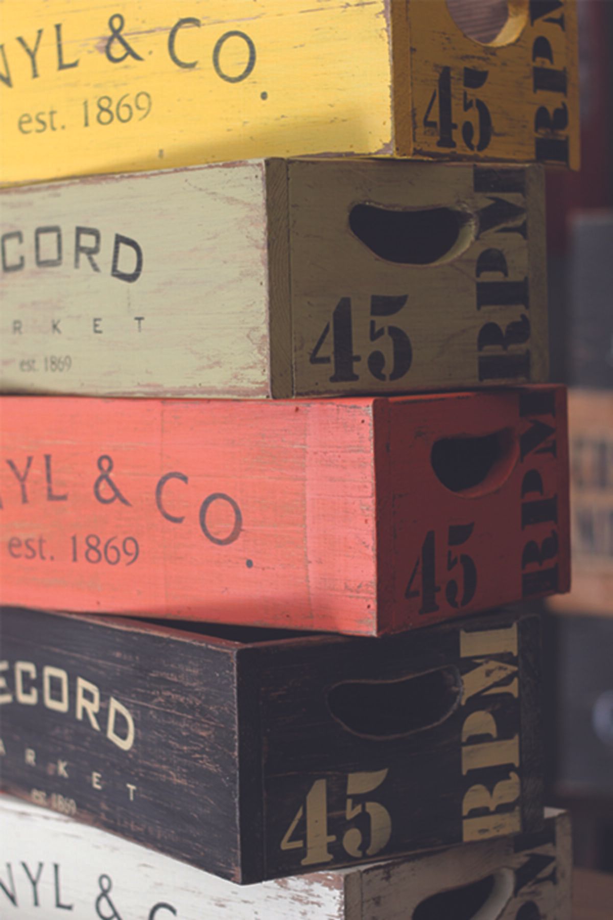 pratikolay Retro Doğal Ahşap Dekoratif Çok Amaçlı Kutu (el Yapımı/hand Made Box) Record Yeşil