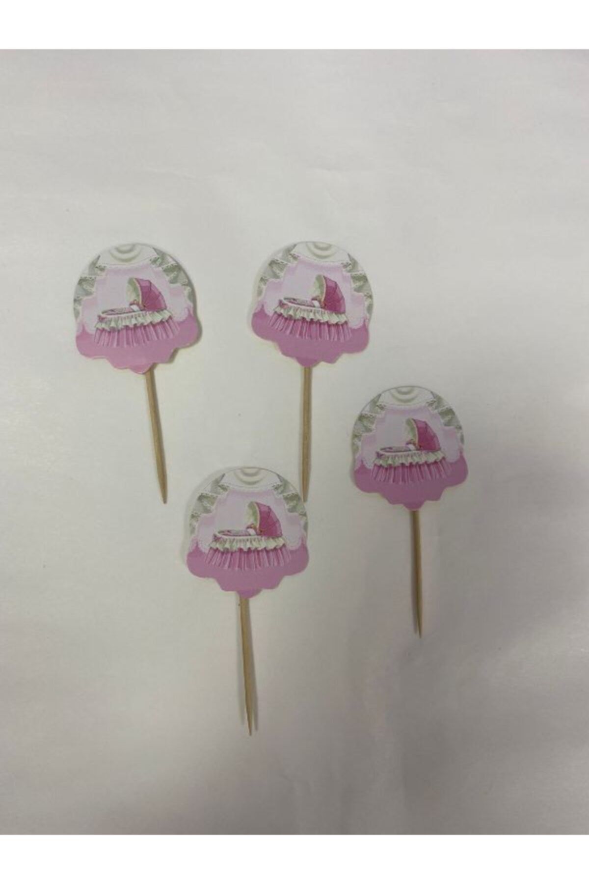 Erler Ambalaj Pembe Bebek Arabalı Pasta Kürdanı 20 Adet