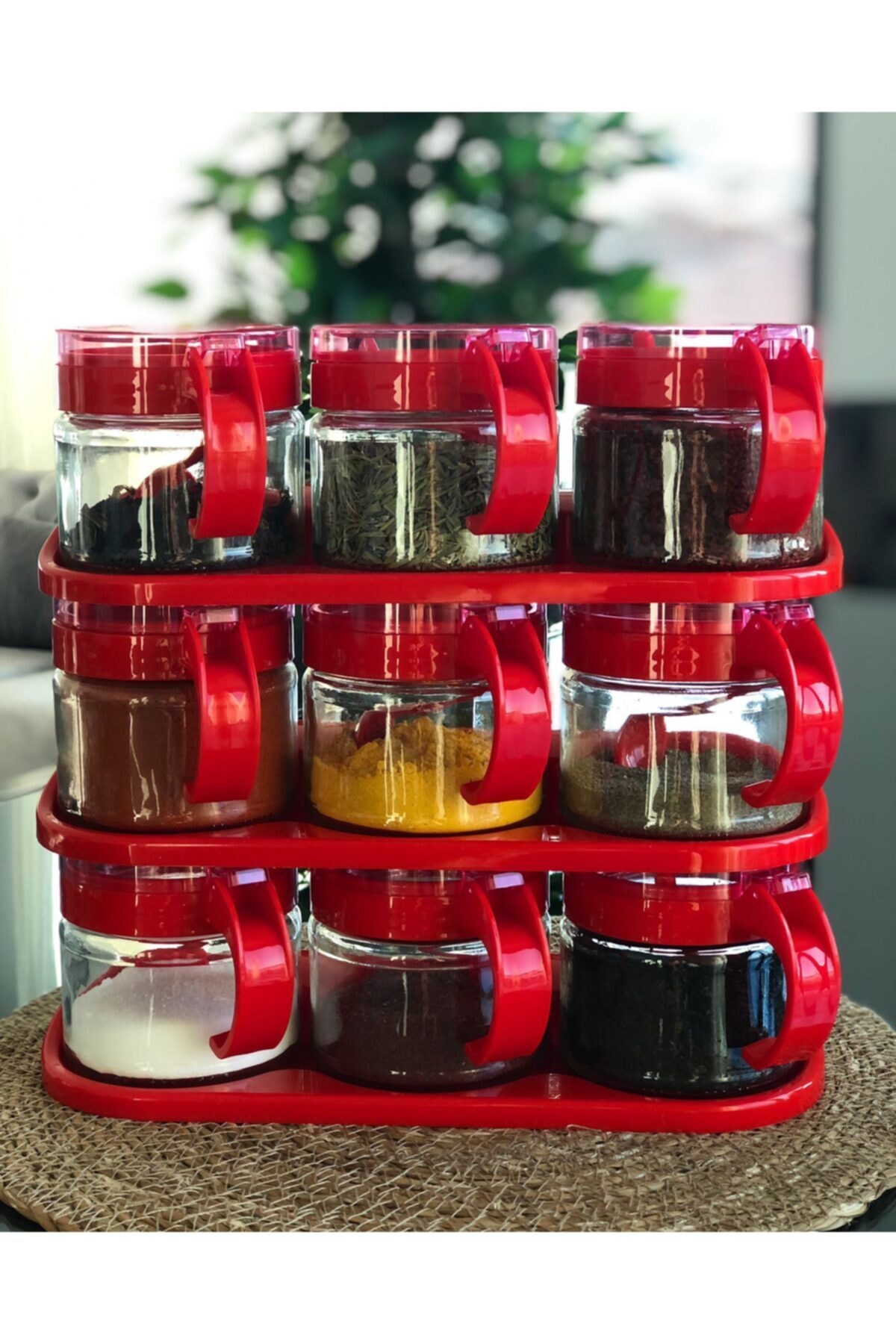 Titiz Standlı Kaşıklı 3 Set Kapaklı Cam Kavanoz Seti