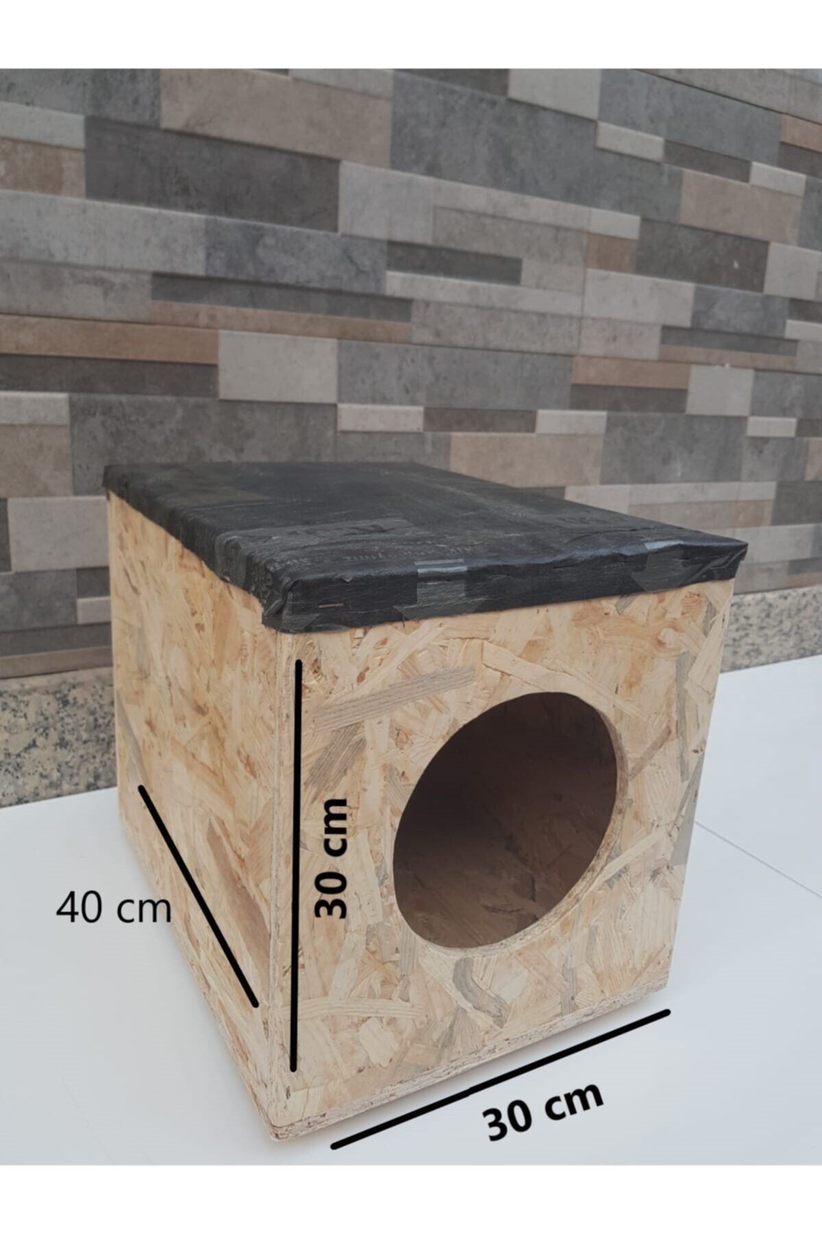 Woodec co Ahşap Kedi Kulübesi Çatı Izolasyonlu Kedi Evi