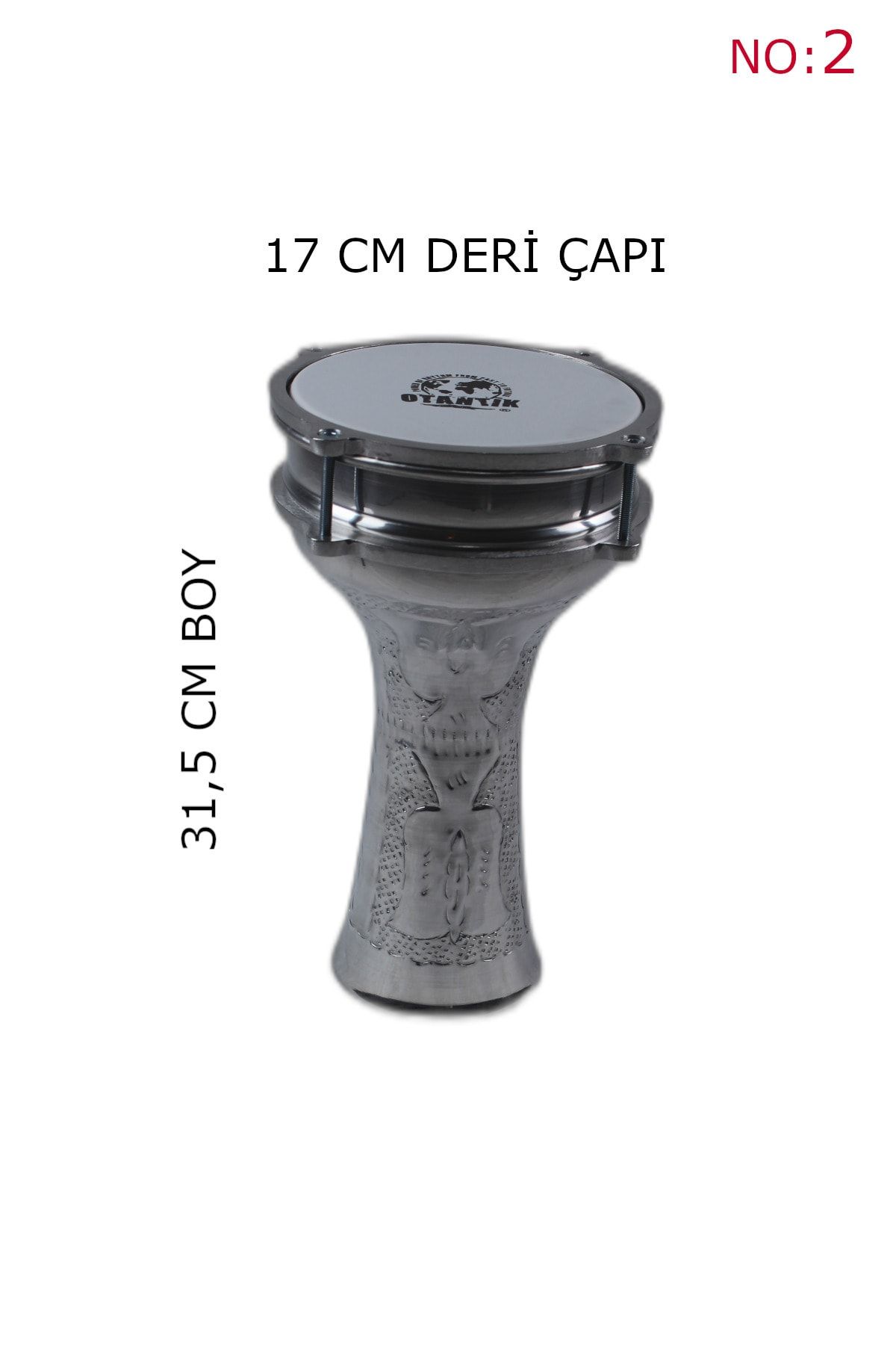 Otantik Müzik Beyaz Alüminyum Çatlak Boyalı 2 Numara Darbuka