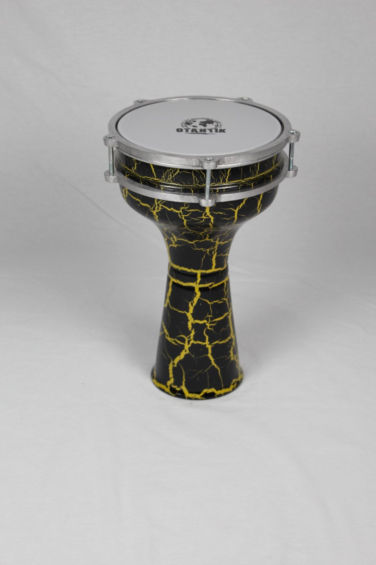 Otantik Müzik Sarı Alüminyum Çatlak Boyalı 4 Numara Darbuka