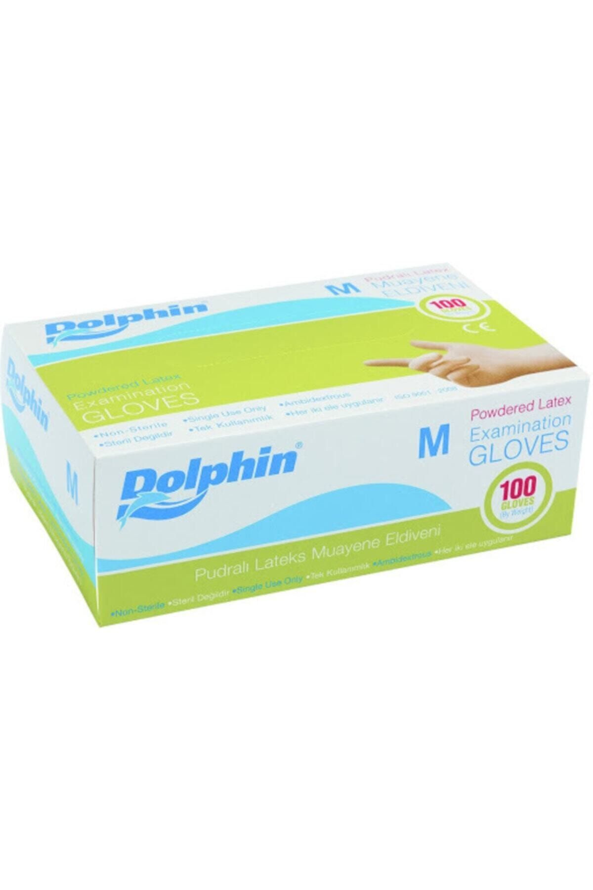 Dolphin Pudralı Lateks Eldiven 100 Lü Paket Orta Boy(M) Beden 2 Paket