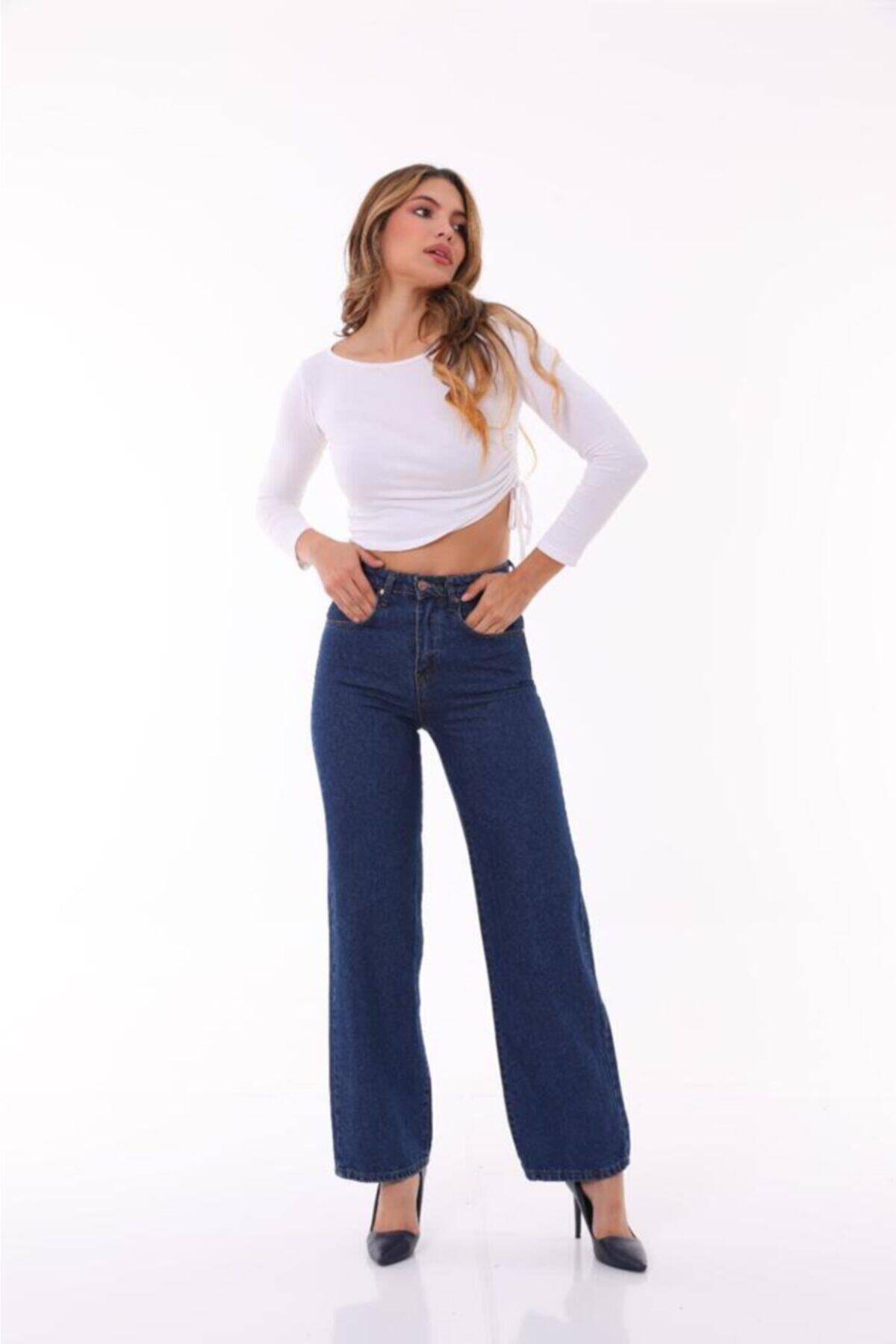 BİKELİFE Lacivert Yüksek Bel Palazzo Jeans