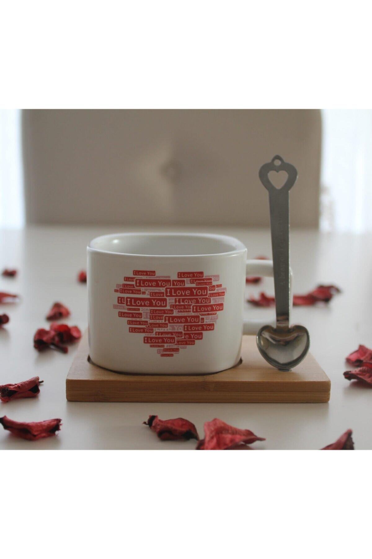 Aden Concept Love You Mıknatıs Kaşıklı Kahve Fincanı 200 Ml