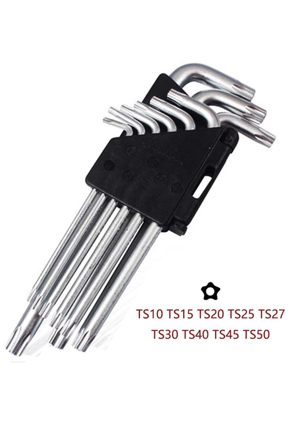 xolo Uzun 9 Parça Tork Torx Yıldız Alyan Allen Alyan Anahtarı Takımı Seti Kısa Model Siyah