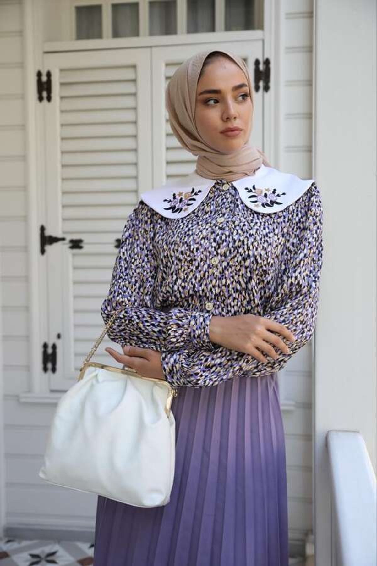 ESRA KEKÜLLÜOĞLU Müberra Leoparlı Gömlek-lila