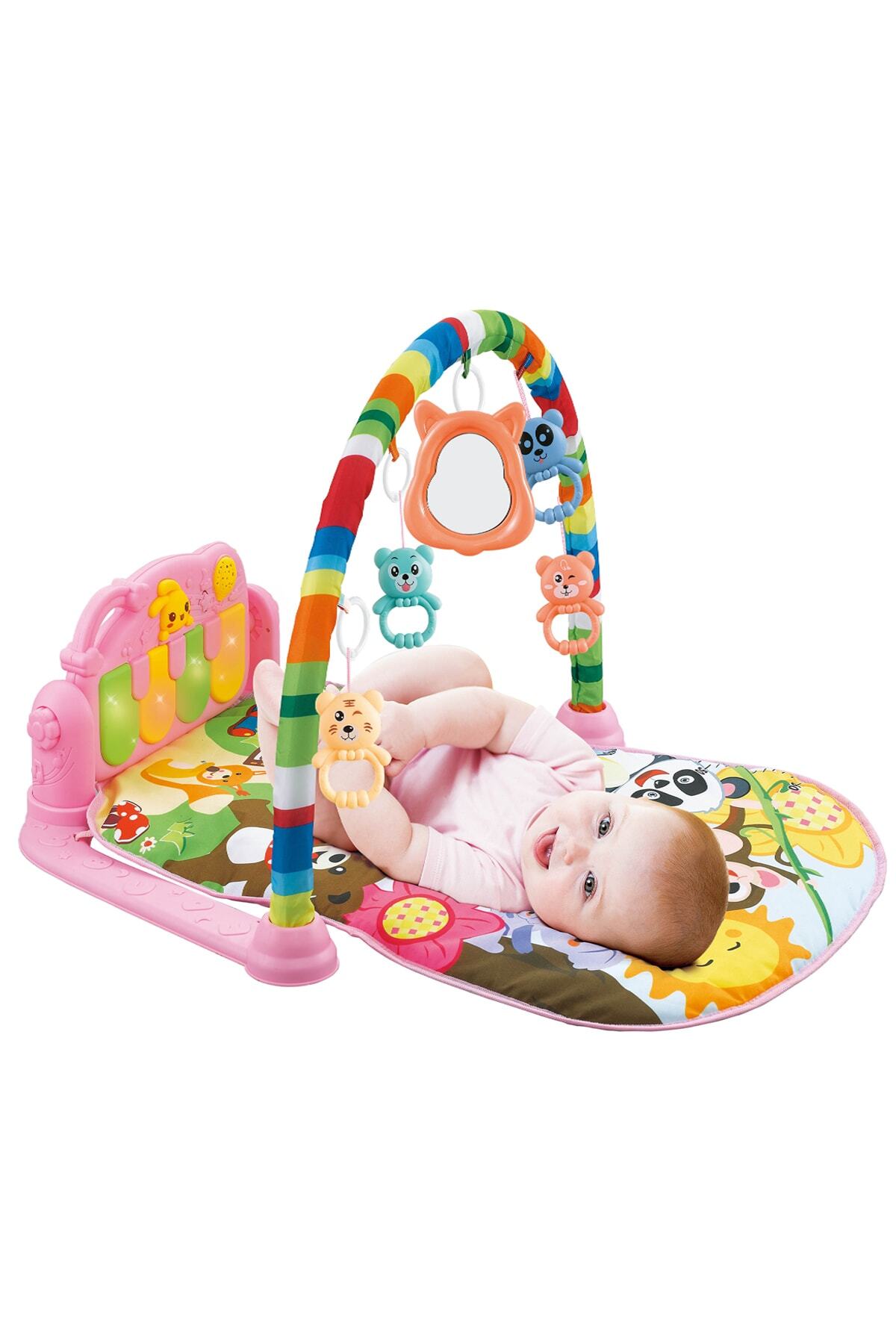 BabyLondy Piyanolu Bebek Oyun Halısı Eğitici Oyuncak Pembe Ekonomik Model