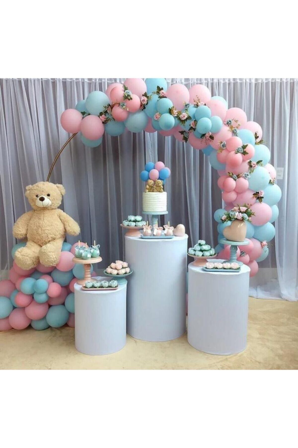 HTS STORE Cinsiyet Belirleme Konsept Balon Pembe Mavi Balon Zincir 100 Adet Balon