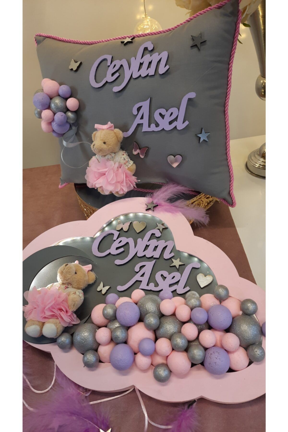 ARMAGAN BEBEK NİKAH ŞEKERİ Bubble Polyester Kapı Süsü, Takı Yastığı