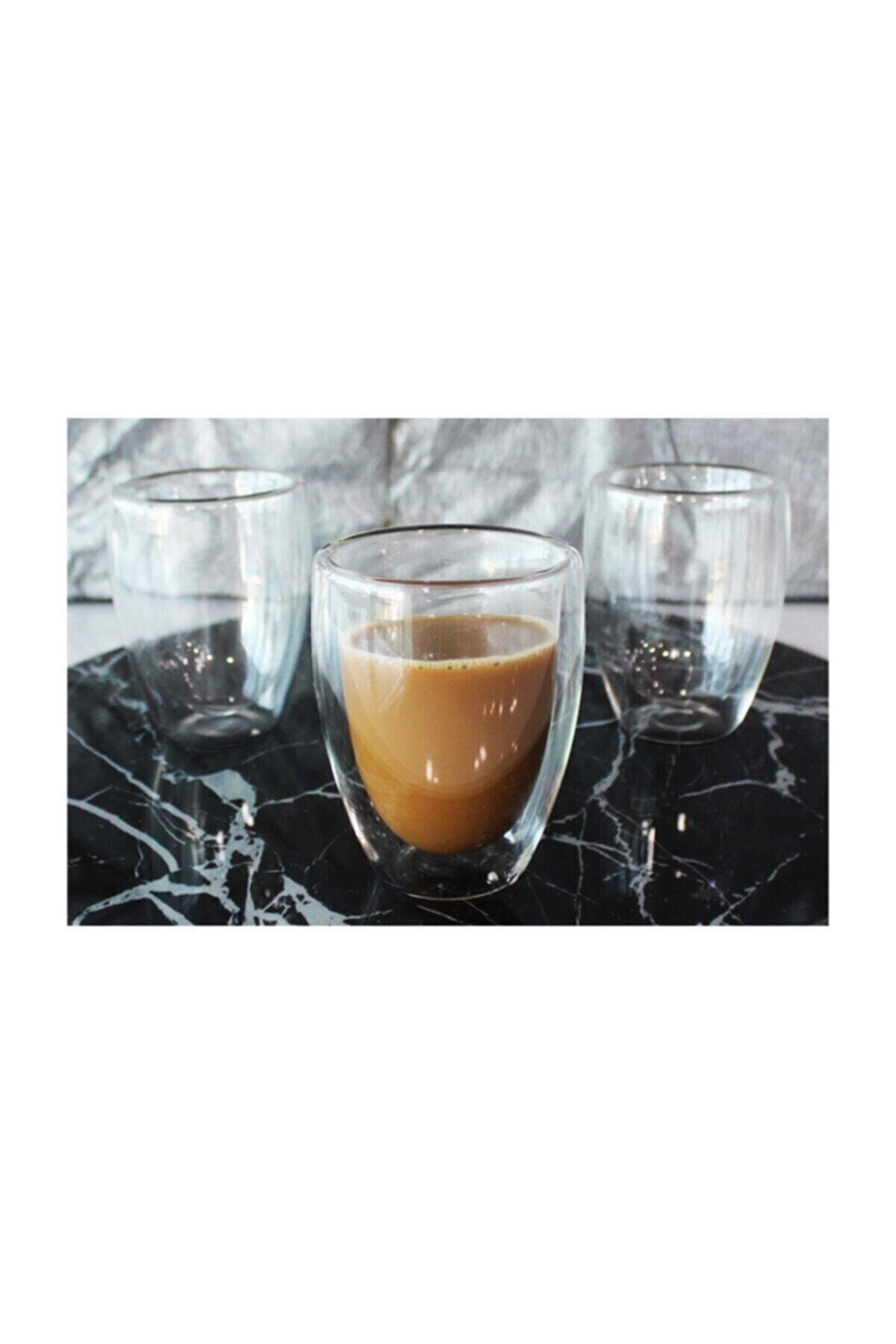 ADASHOP Çift Cidarlı Çay Ve Kahve Fincanı Borosilikat Çift Camlı Isıya Dayanıklı