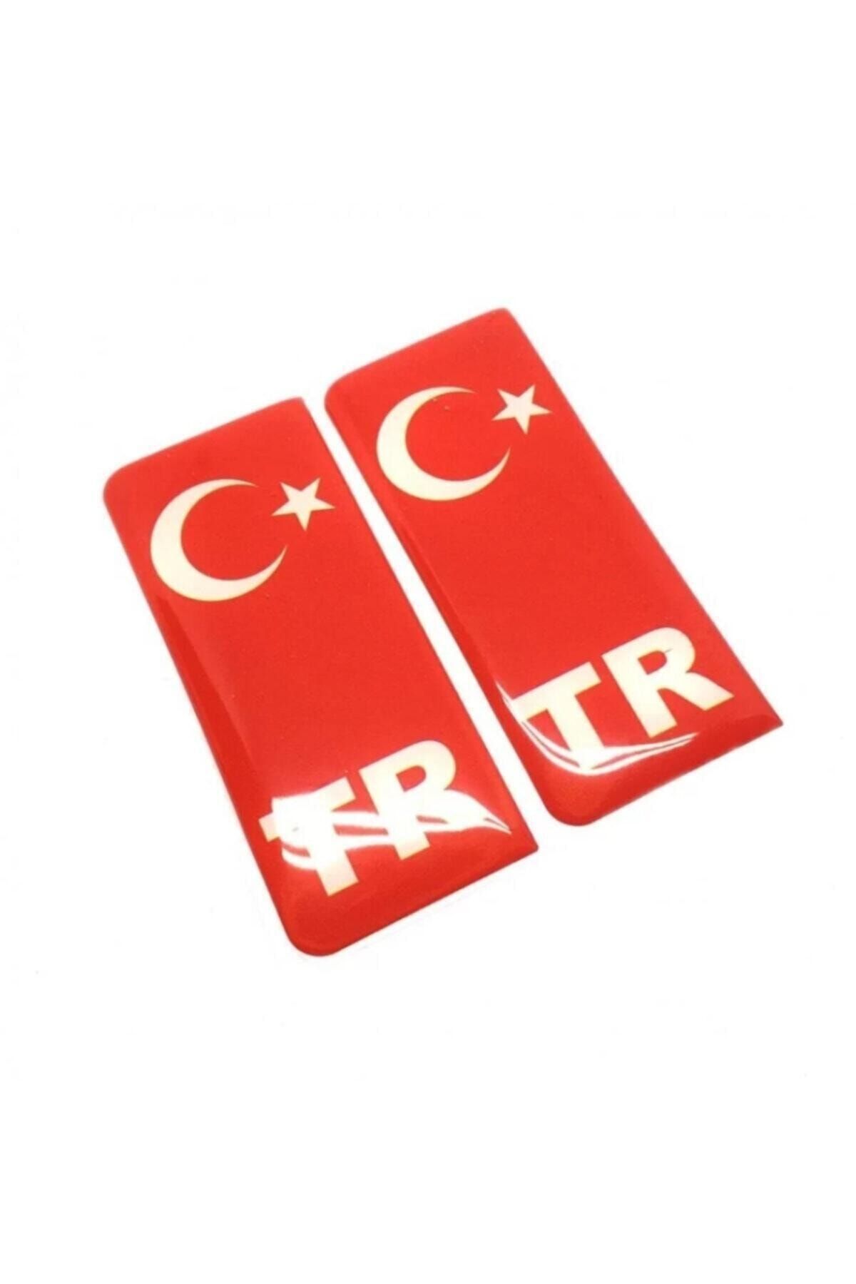 Sticker World Tr Plaka Arması Damla Etiket Sticker Kırmızı 2 Li