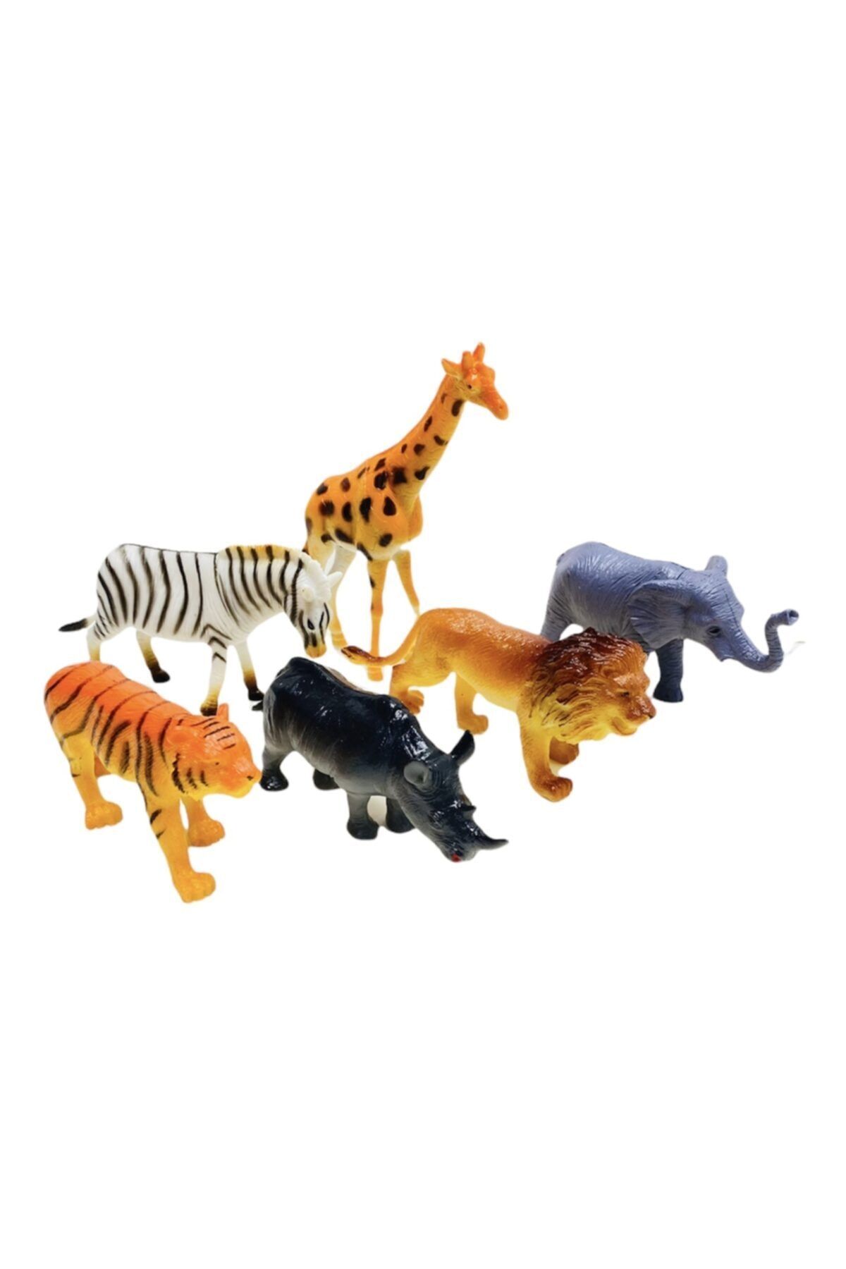 oyuncakchi Zürafa Zebra Fil Su Aygırı Gergedan Ve Keçi 6 Lı Vahşi Hayvan Seti Oyuncak Büyük Boy Et Malzeme
