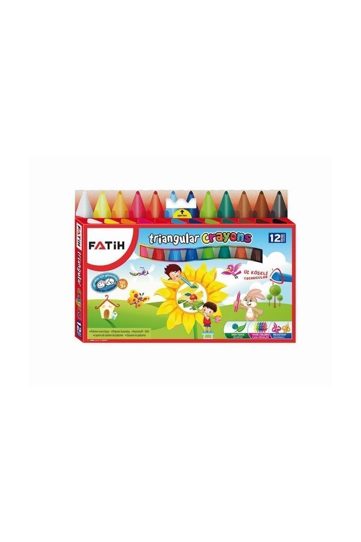 Fatih Triangular Crayons Üçgen Polimer Mum Boya 12 Renk