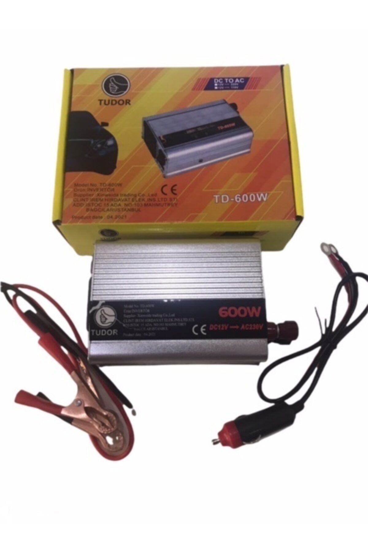 TUDOR Süper Inverter 12v Elektriği 220v Çevirici Fanlı Invertör 600w Usb Çıkışlı Maşa+çakmak 2set Kablo