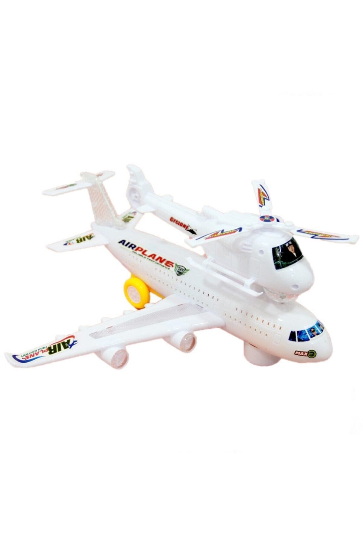 Beyaz At Air Plane Pilli Işıklı Sesli Çarp-dön Uçak Ve Helikopter. -
