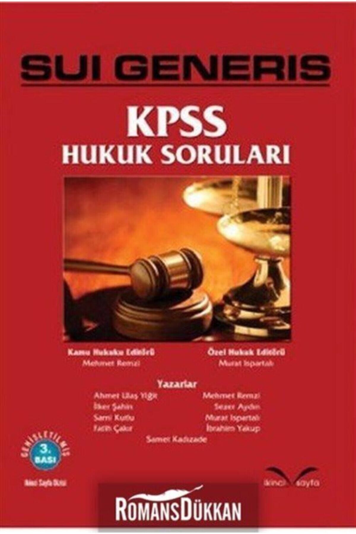 İkinci Sayfa Yayınları Sui Generis Kpss Hukuk Soruları