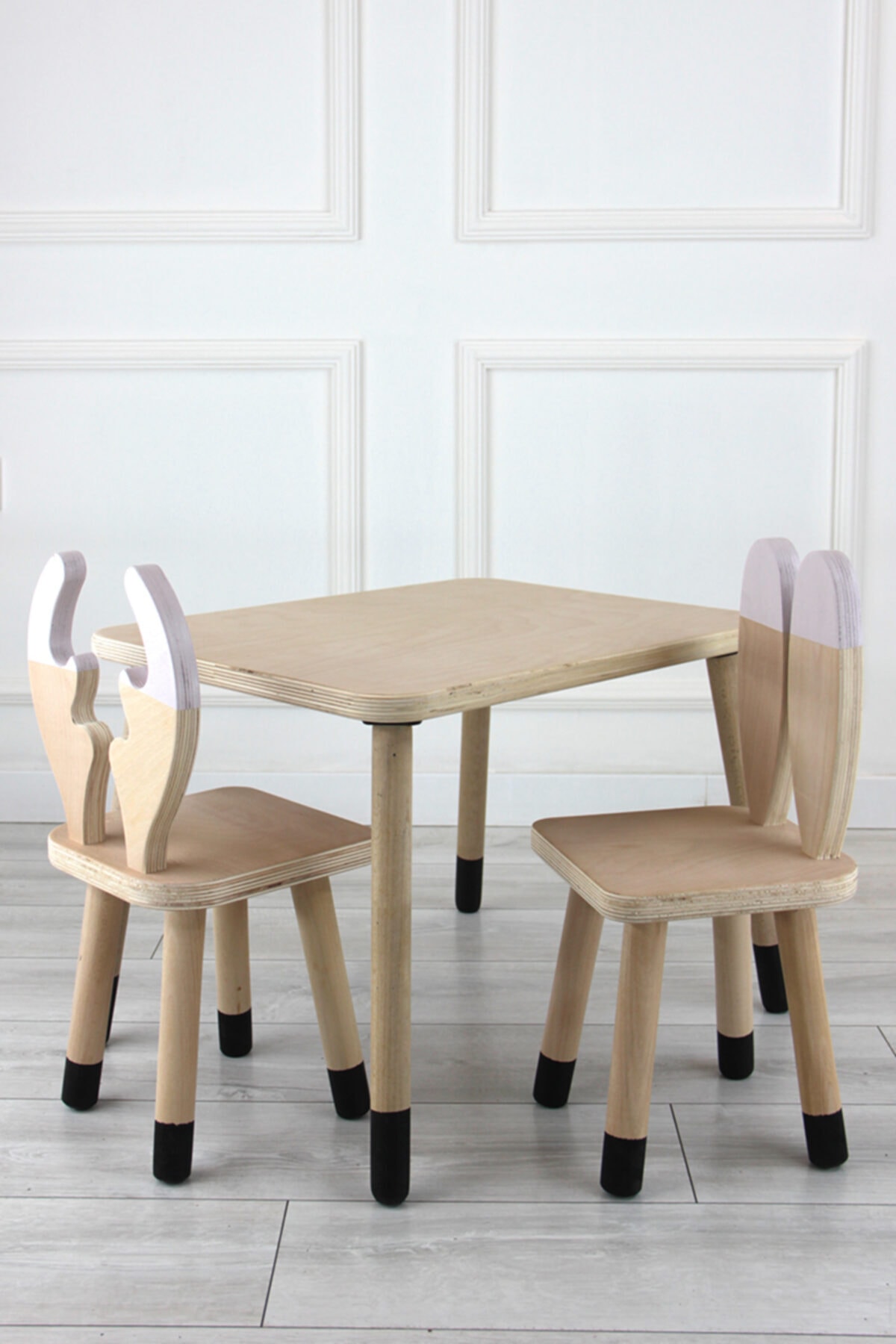 Deta Furniture Çocuk Aktivite Masa Sandalye Takımı Pembe Geyik Ve Tavşan
