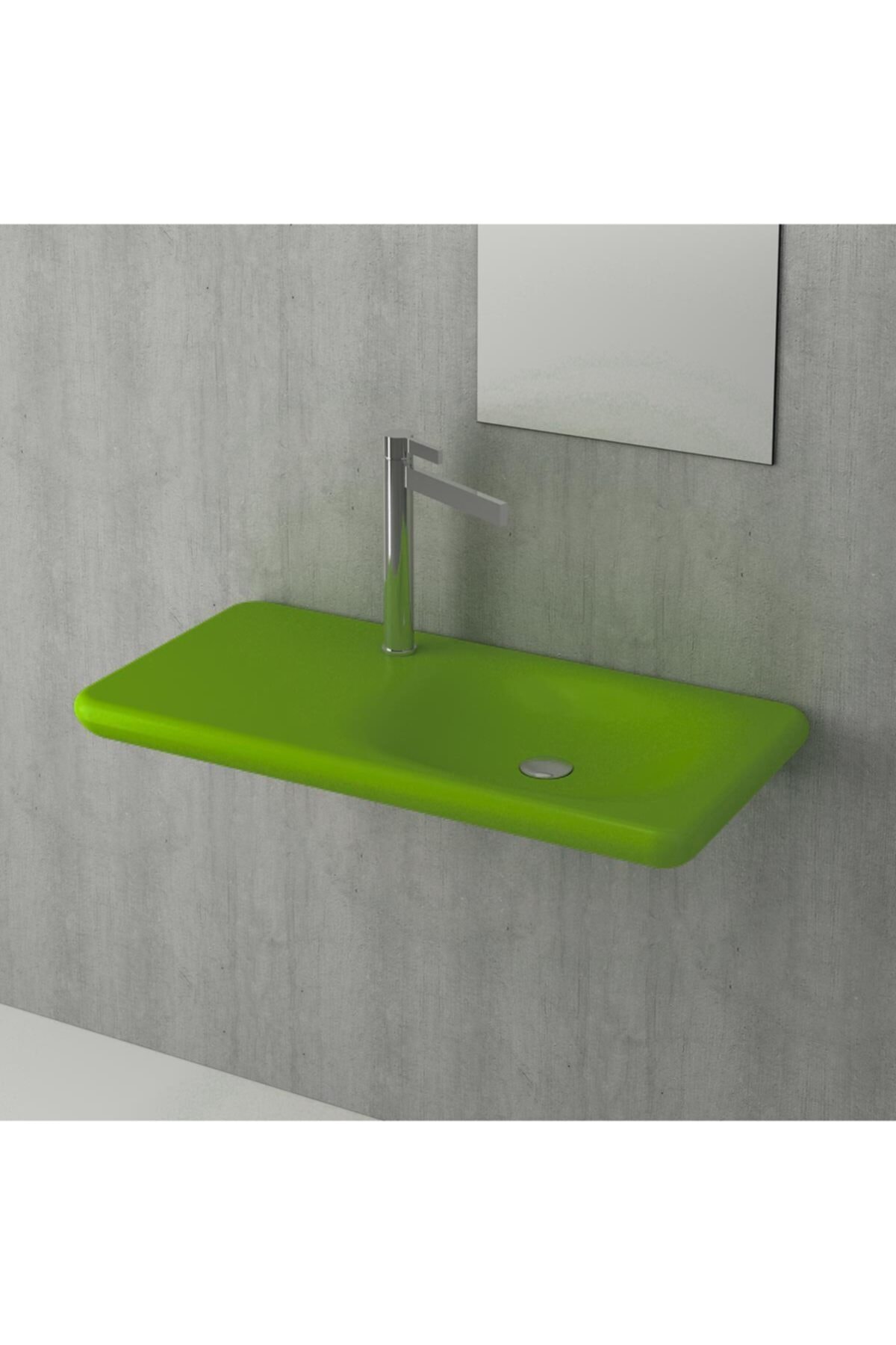 Bocchi Fenice Etajerli Tek Delikli Lavabo 90x46 Cm Fıstık Yeşil
