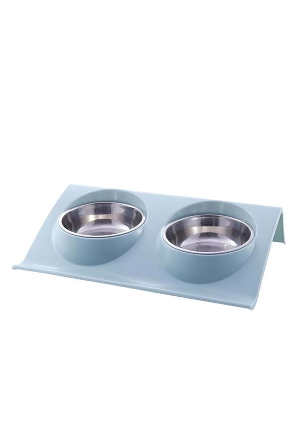 petcenter Pet Center Milly Lüx Eğimli Kedi Ve Köpek Ikili Mama Ve Su Kabı Mavi. 29 Cm. X 18.5 Cm. X 6.2 Cm.