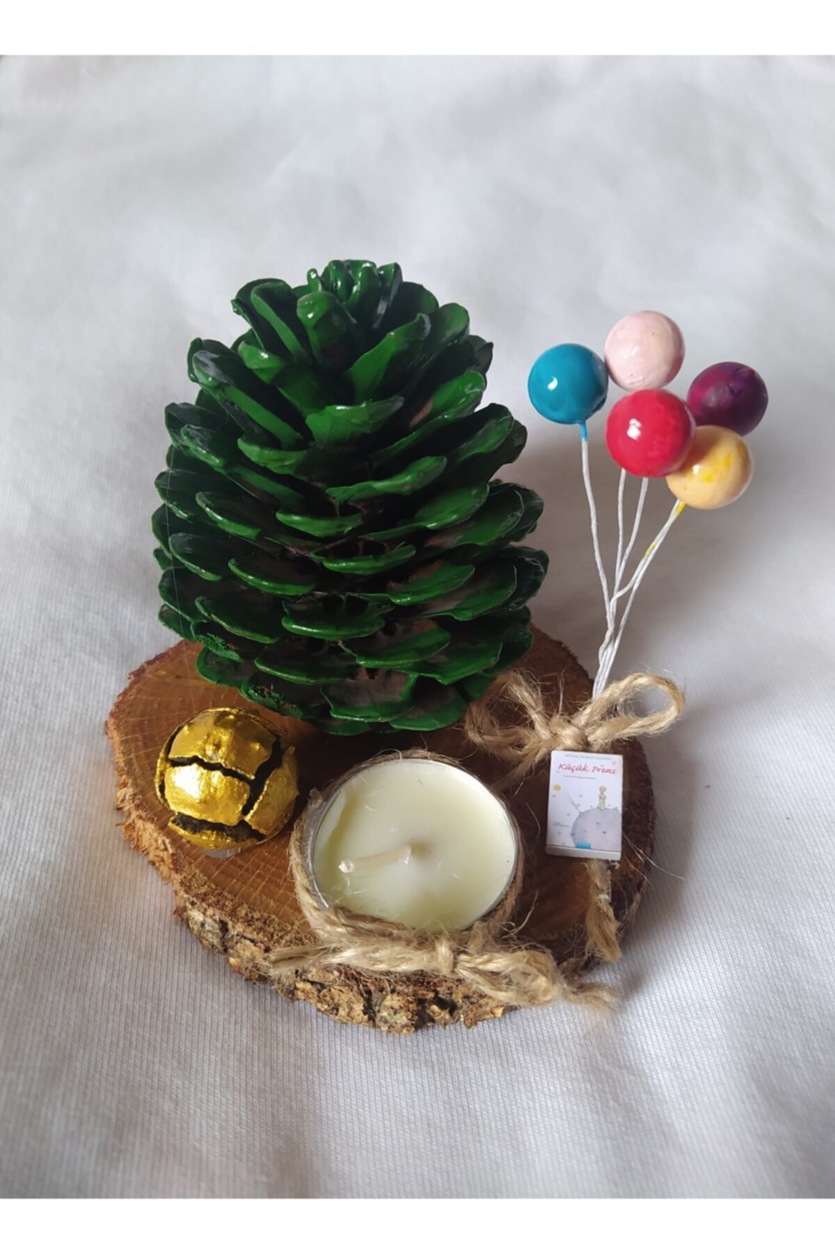 Cica Lila's Store Çok Renkli Doğal Meşe Kütük Mini Balon Küçük Prens Kitap Figürlü Mumluk