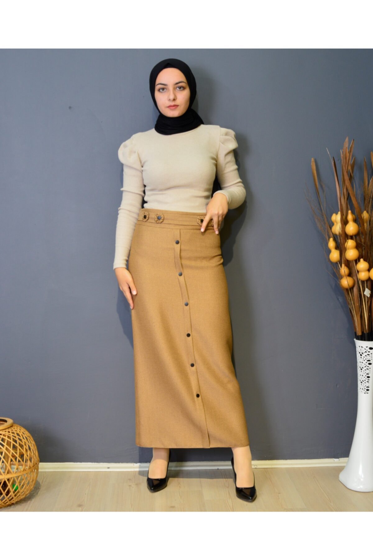 Moda Esinti Esinti Kadın Düğmeli Kalem Etek