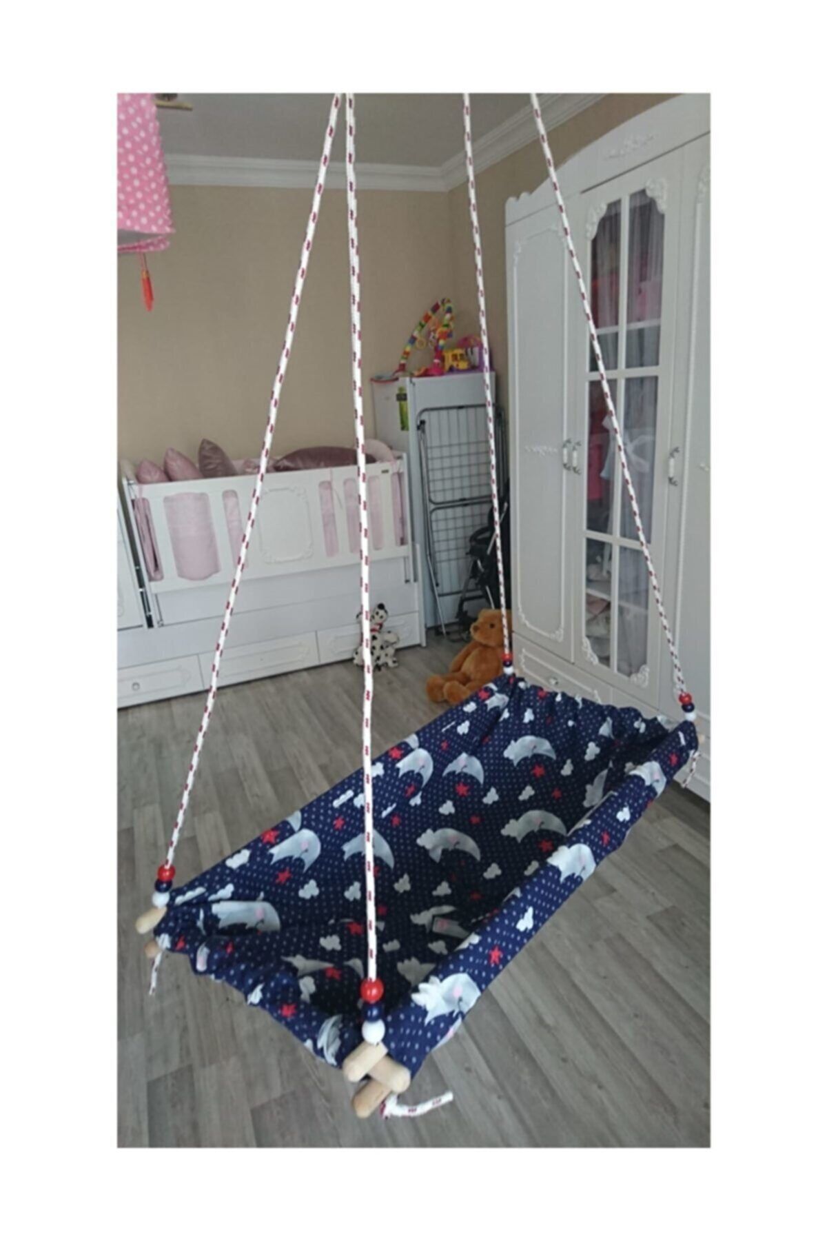 Atesshoppıng Ahşap Aydede Desenli Bebek Çoçuk Bahçe Salıncağı, Hamak, Tavan Salıncağı, Ev Salıncağı