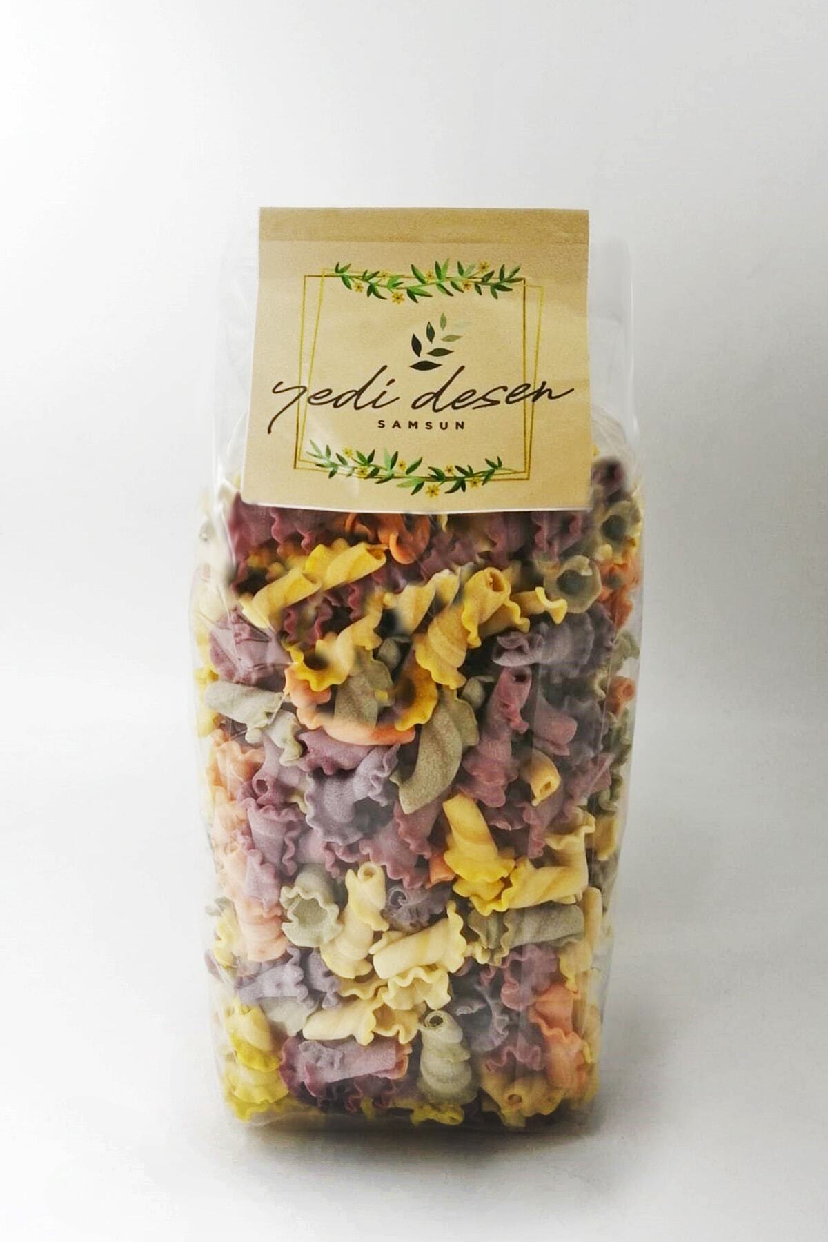 YEDİ DESEN Doğal Bol Yumurtalı Yerel Üretim Artizian Ev Yapımı 500gr Renkli Kıvrımlısebzeli Makarna