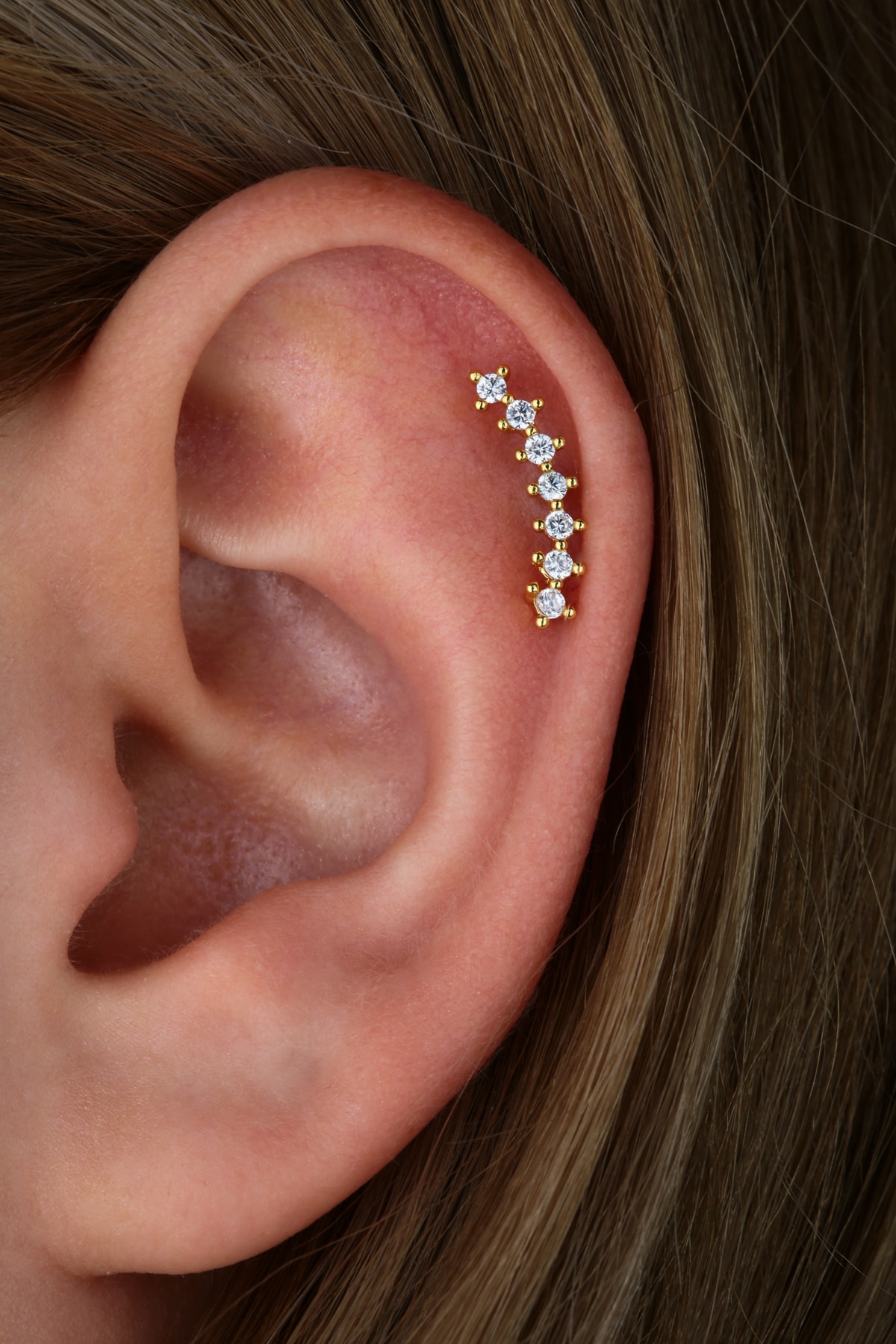 Vilma Aksesuar Cerrahi Çelik Helix Kıkırdak Piercing Gold Renk (8mm)