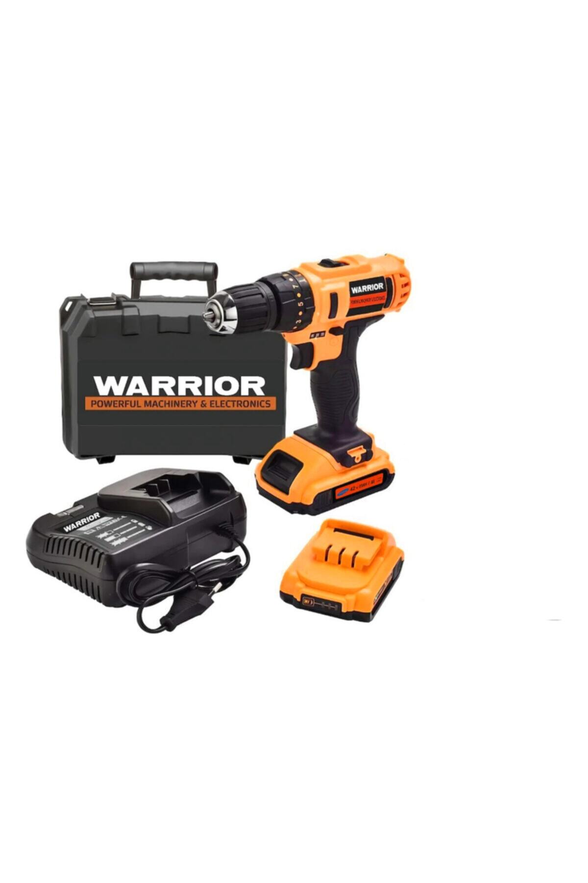 warrior Qled 42 V Darbeli Metal Şanzıman Metal Mandren Led Göstergeli Çift Akülü Vidalama Matkap