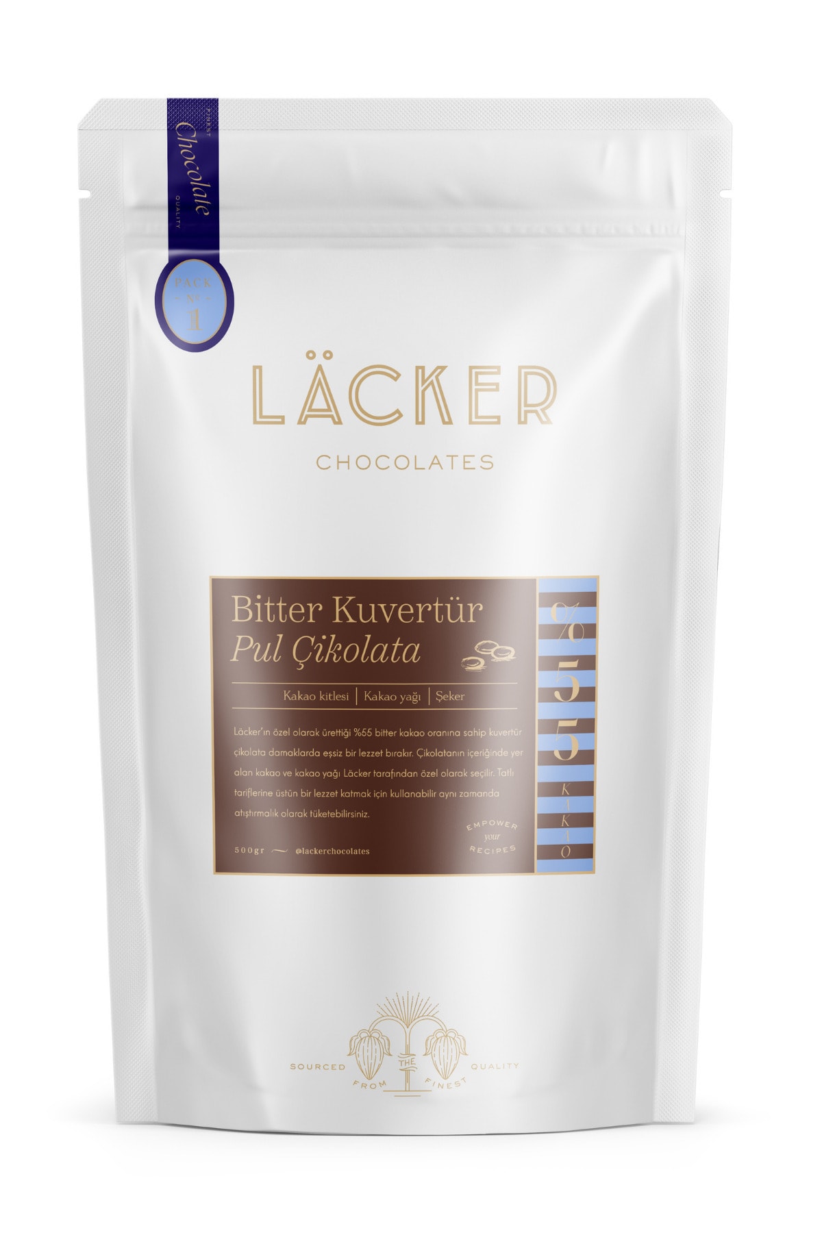 Läcker Chocolates %55 Bitter Pul Kuvertür Çikolata 500 Gr