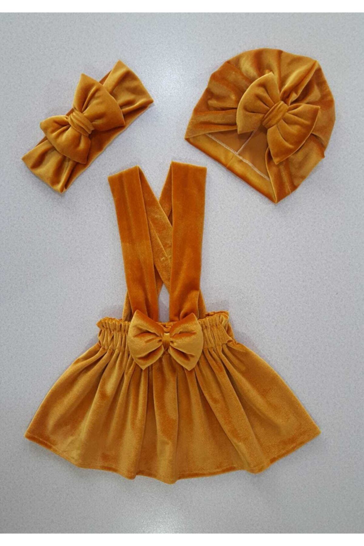 Yumurcak Gold Kadife Elbise Bone Bandana