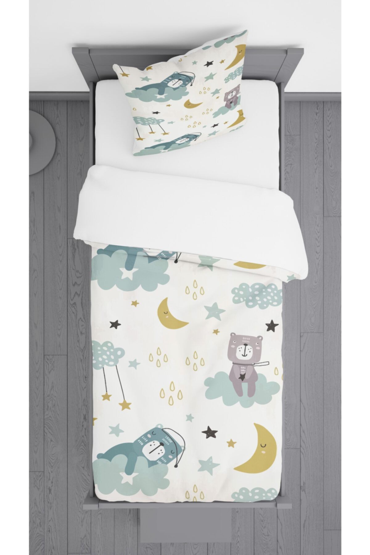 Ziu Kids Uyuyan Ayılar Desenli Süet Dokulu Dekoratif Yatak Örtüsü Ve Yastık Kılıfı 140x220