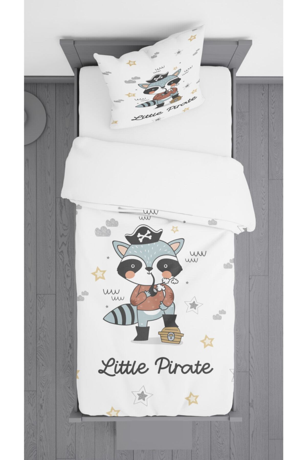 Ziu Kids Korsan Rakun Desenli Süet Dokulu Dekoratif Yatak Örtüsü Ve Yastık Kılıfı 140x220