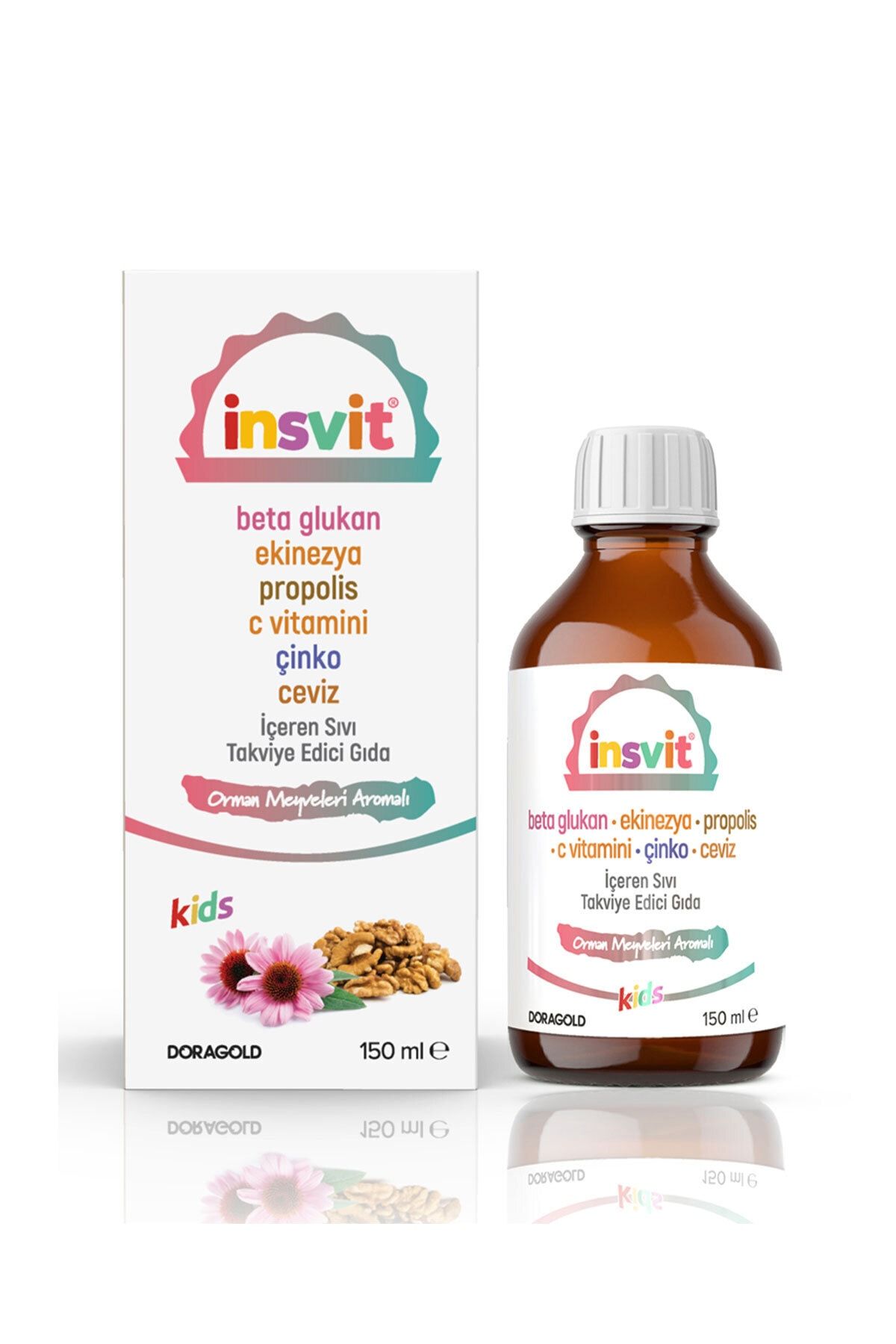 insvit Propolis C Vitamini Çinko Ceviz Ekinezya Beta Glukan Şurup Orman Meyveleri Aromalı 150 ml
