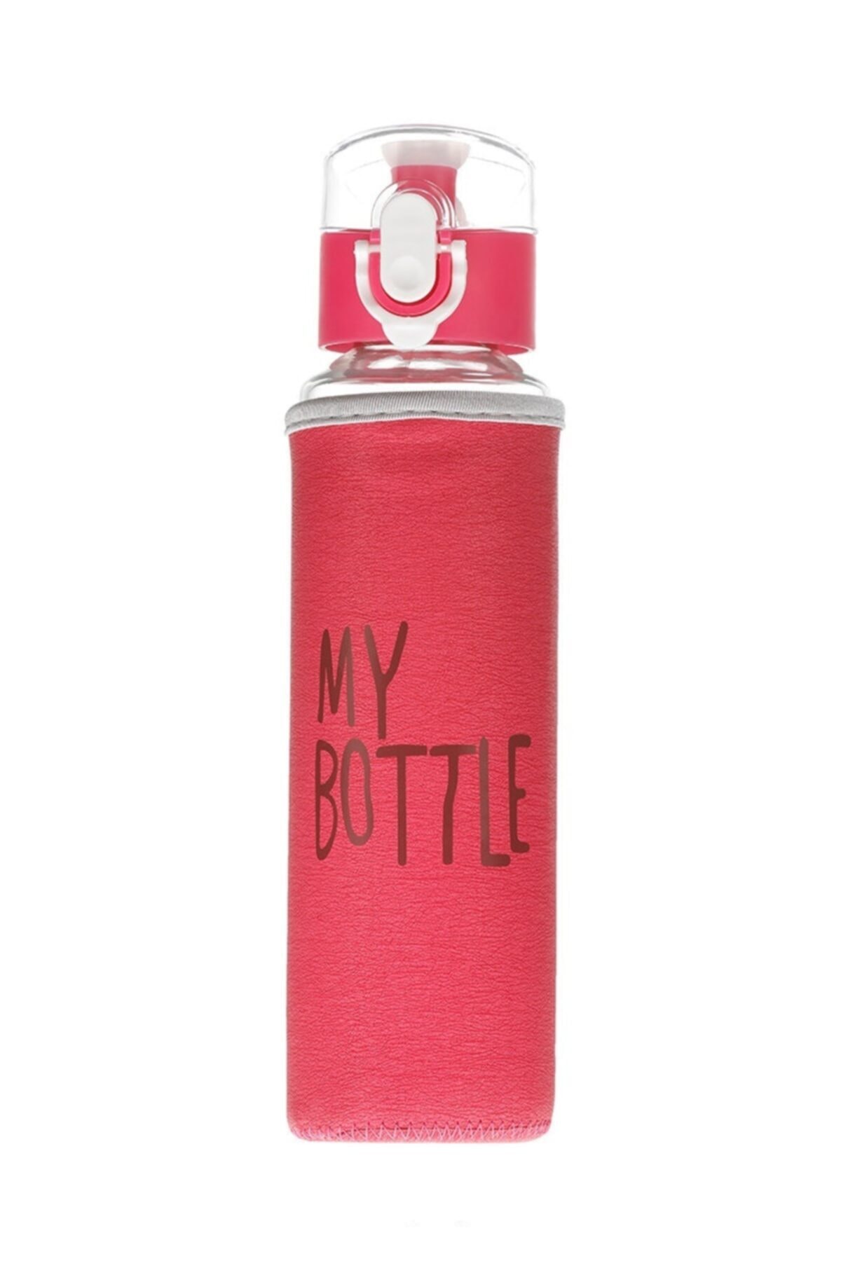 My Bottle Pembe 480ml Deri Kılıflı Cam Matara Fma05450