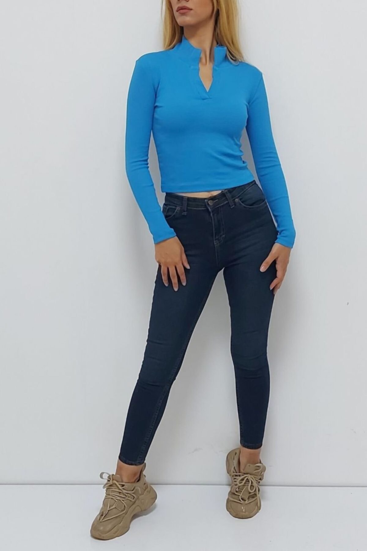 Kostüm Sarayı Polo Yaka Kazak Mavi