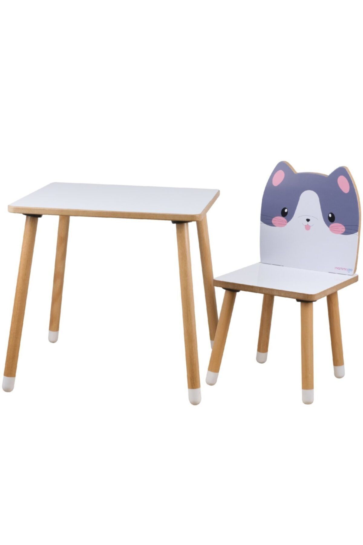 odunconcept Çocuk Aktivite Masa Ve Sandalye Takımı - Mdf- Kedi - Yaz Sil Özellikli
