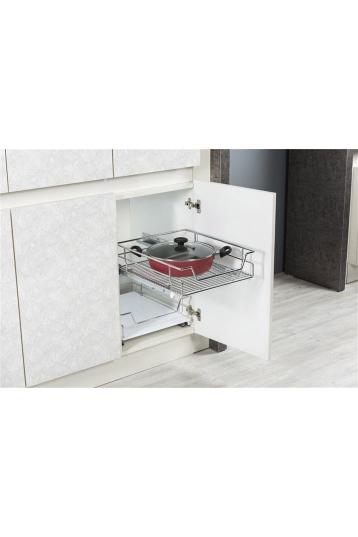 STARAX Krom Bağımsız Çift Açılım Gizli Raylı Çekmece (S-2332-C)