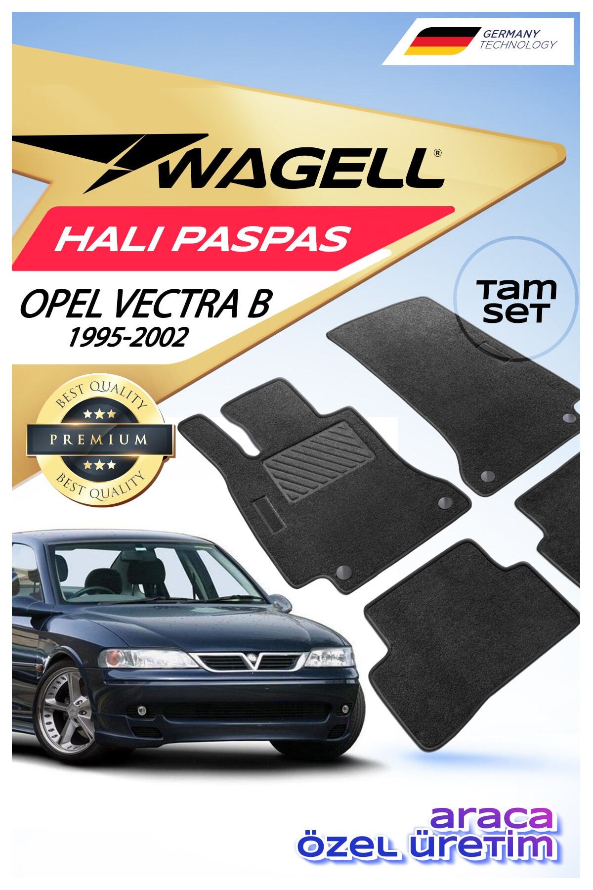 wagell Opel Vectra B 1995-2002 Premium Oto Halı Paspas Seti - Siyah